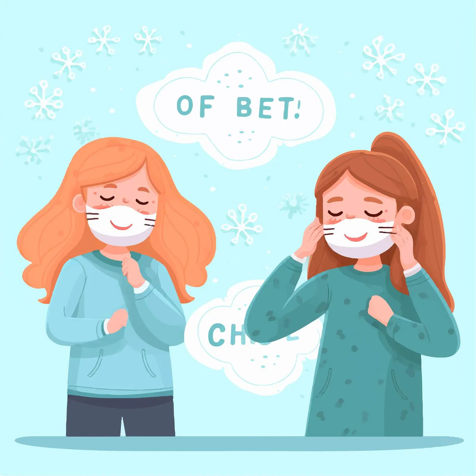 Cartoon Girl Embracing Covid Safety Measures — free download from Dotvec