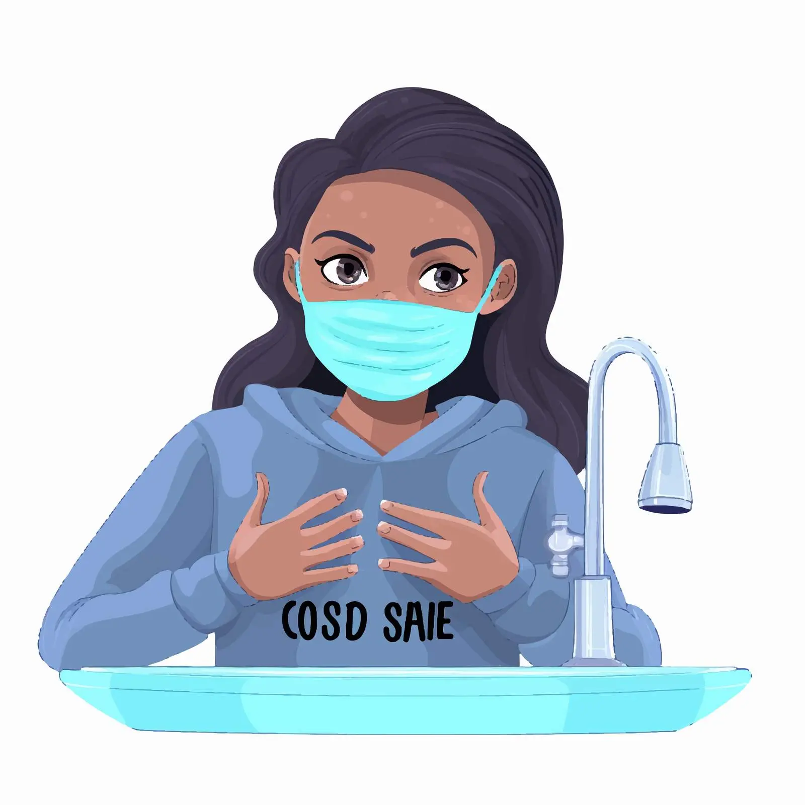 Cartoon Style Covid Safety with Hand Washing — free download from Dotvec
