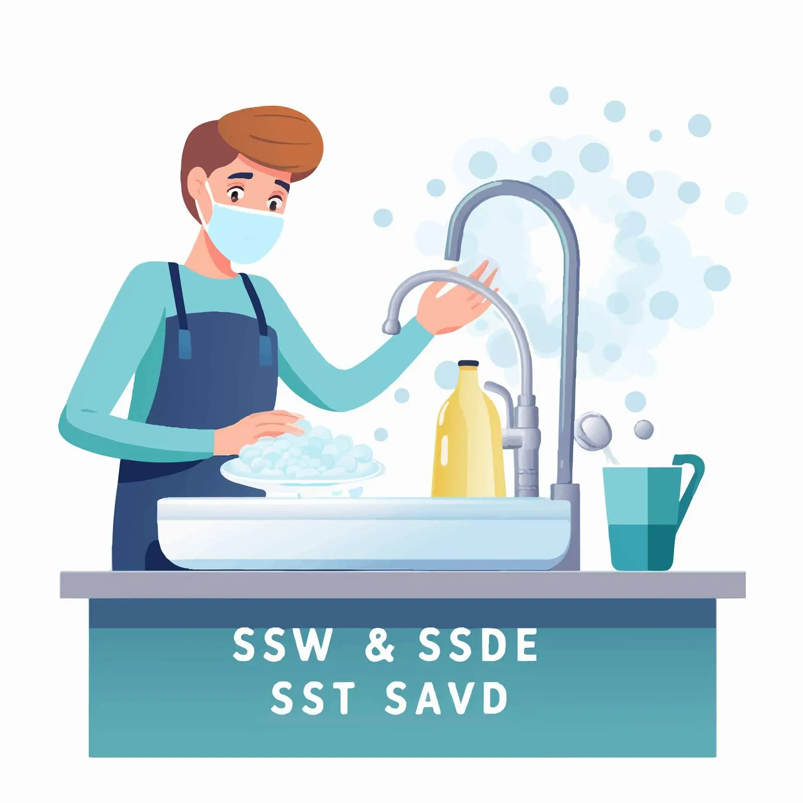 Cartoon Style Covid Safety with Hand Washing — free download from Dotvec