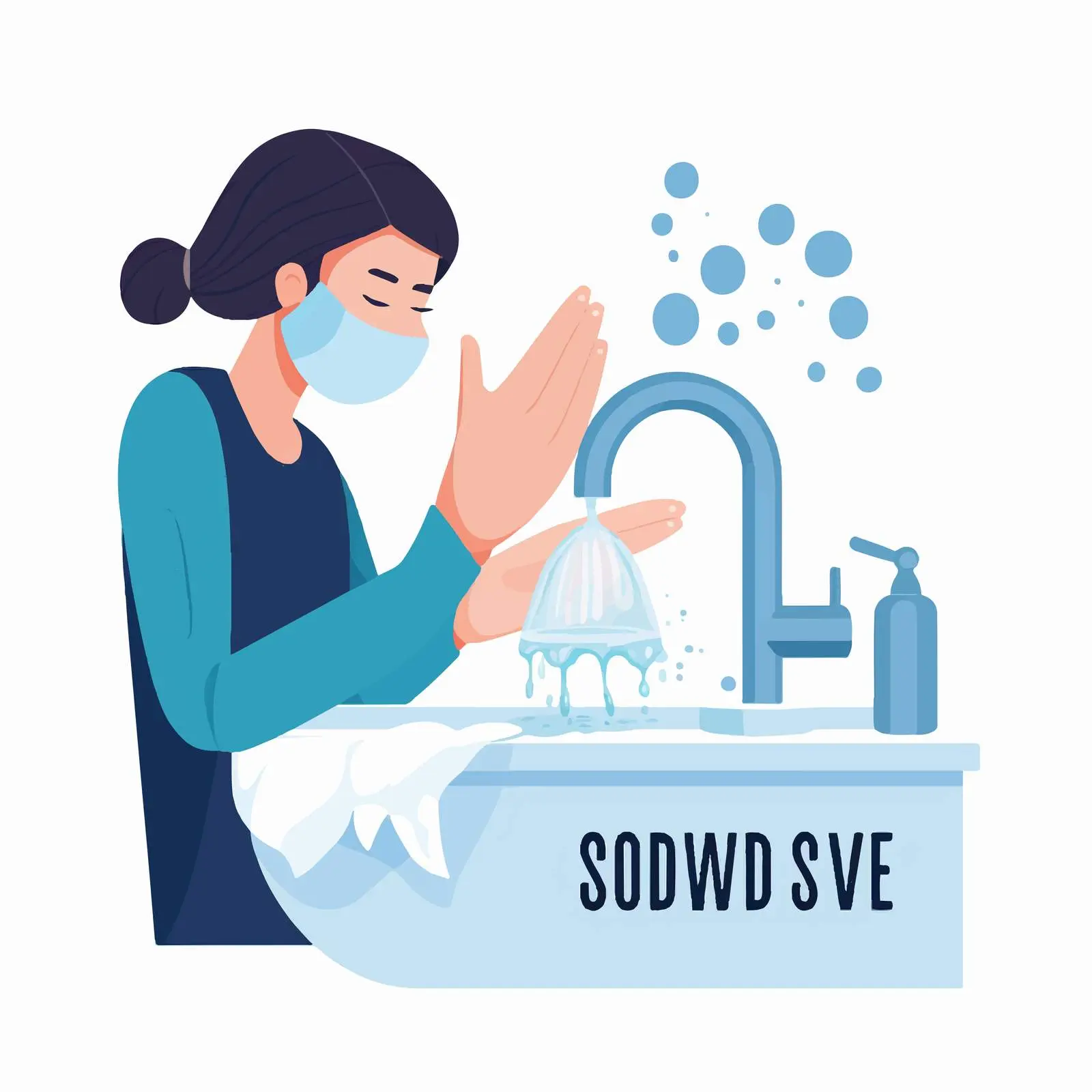 Cartoon Style Covid Safety with Hand Washing — free download from Dotvec