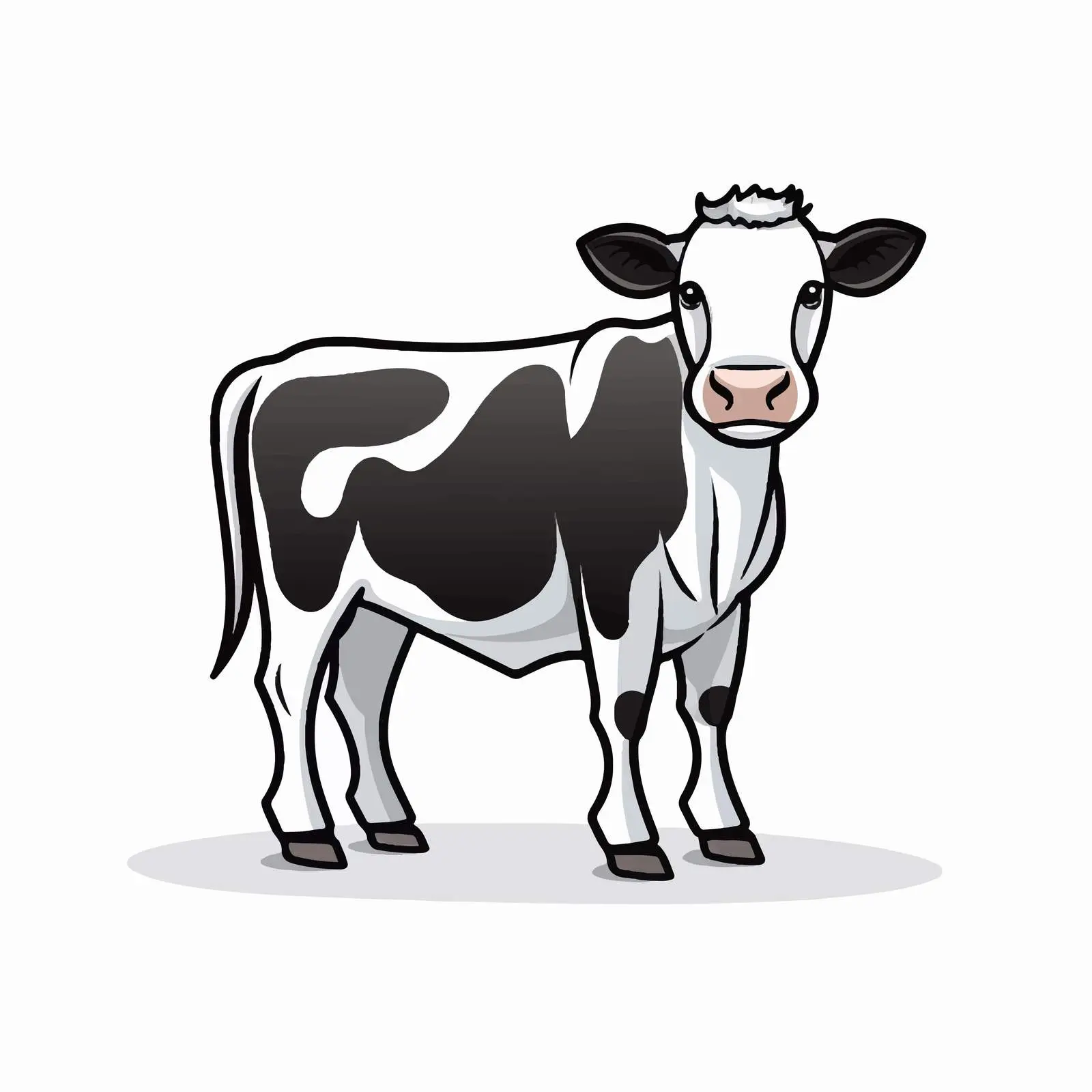 Cartoon Cow Line Vector Illustration — free download from Dotvec