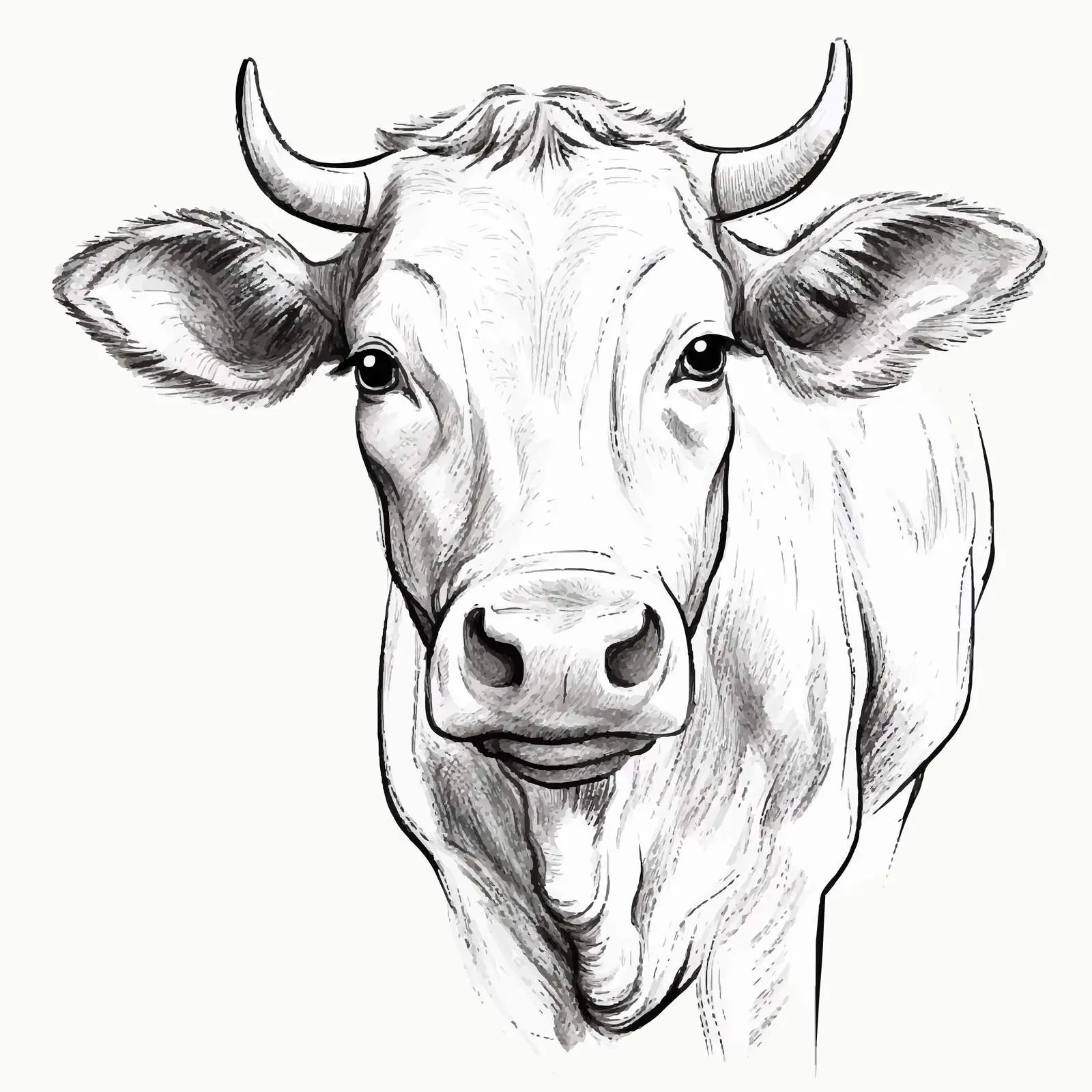 Cow Sketch Vector Illustration on White Background — free download from Dotvec