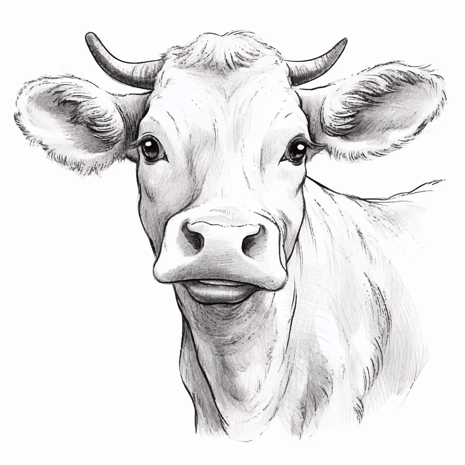 Vector Cow Sketch Illustration on White Background — free download from Dotvec
