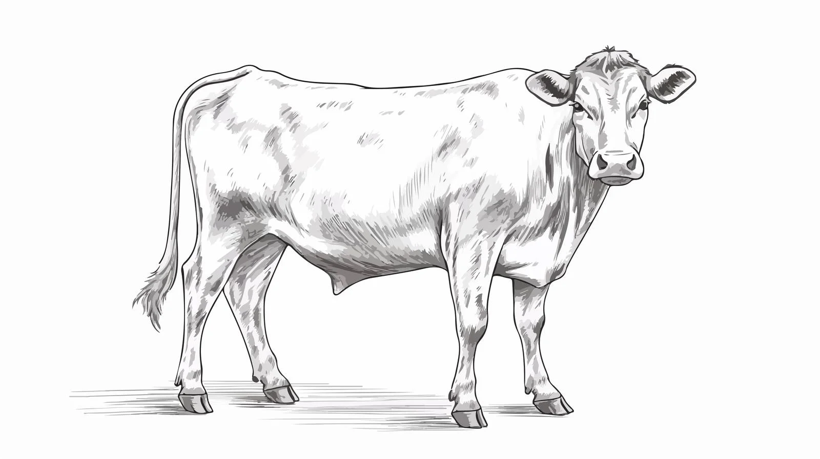 Cow Standing Engraved Sketch Illustration — free download from Dotvec