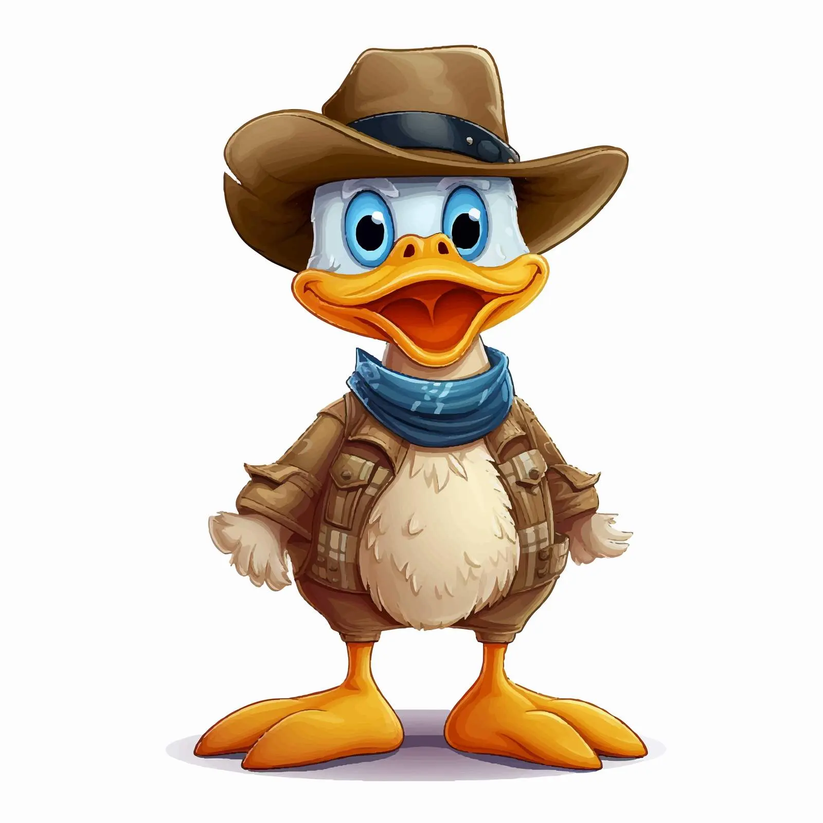 Cowboy Duck Cartoon Character Illustration Vector — free download from Dotvec