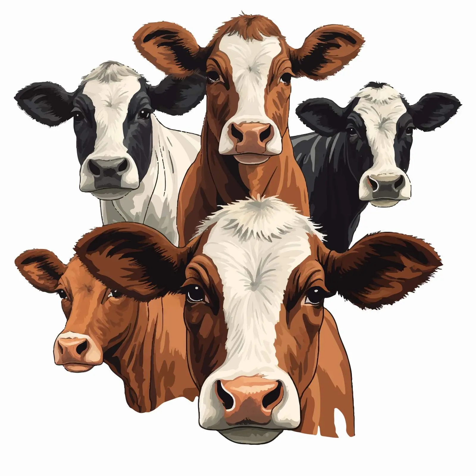 Vector Illustration of Isolated Cows on White Background – free animal symbols image from Dotvec