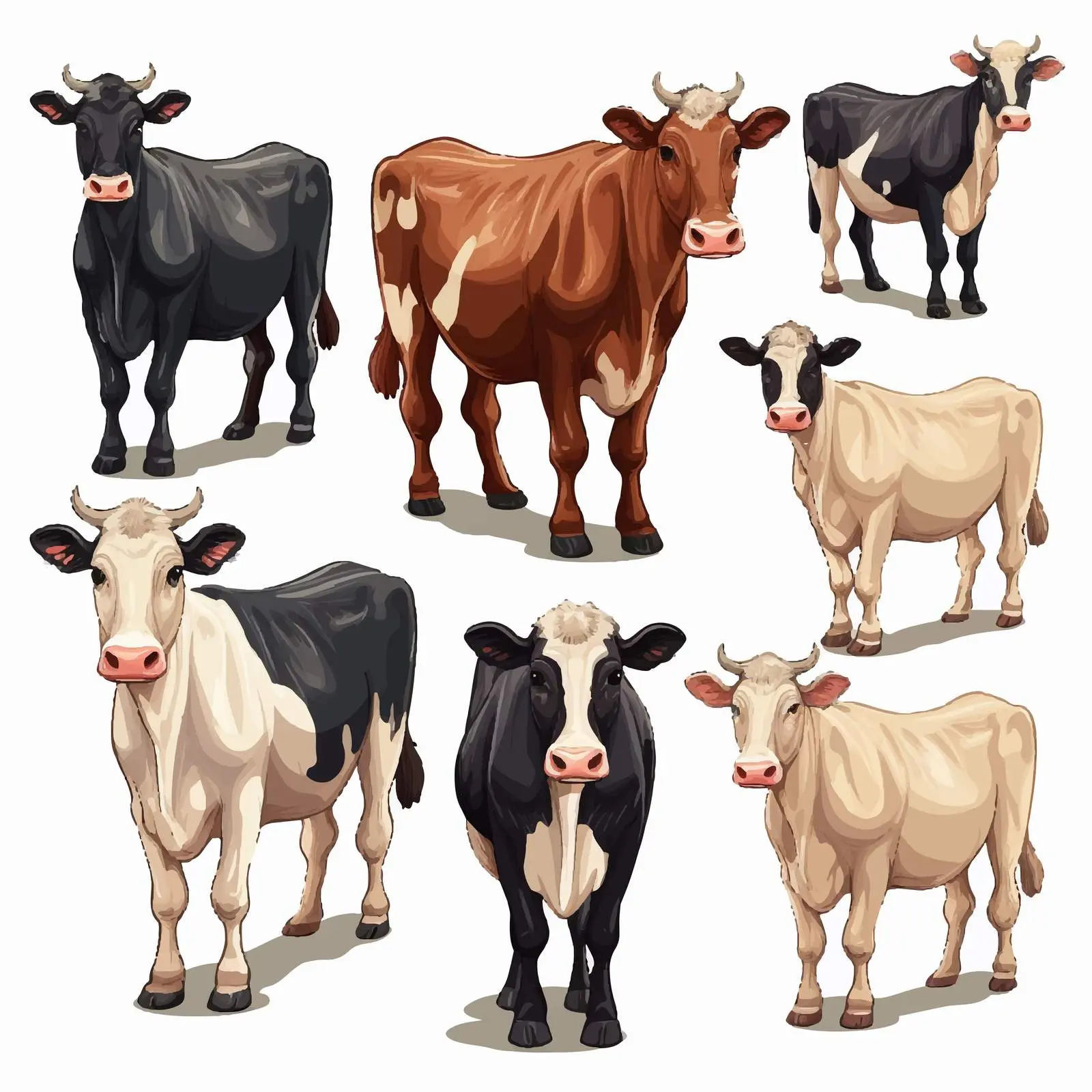 Vector Illustration of Isolated Cows on White Background — free download from Dotvec