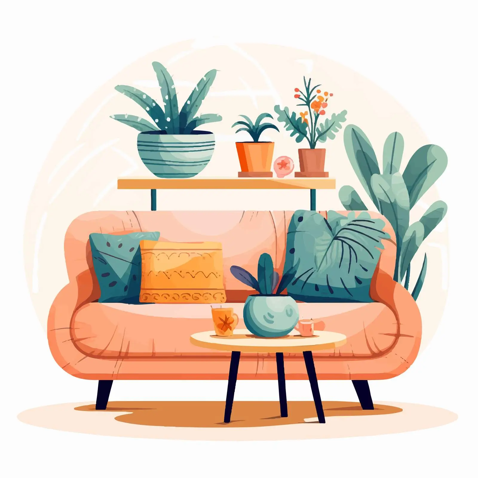 Cozy Cartoon Interior Design Vector Illustration — free download from Dotvec