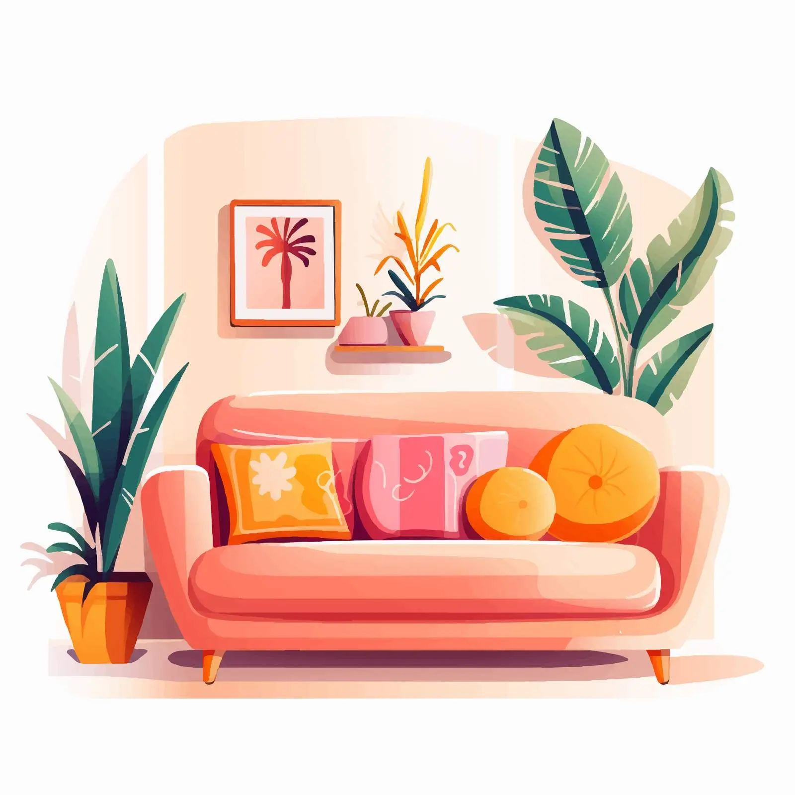 Colorful Cartoon Interior Design Vector Illustration — free download from Dotvec