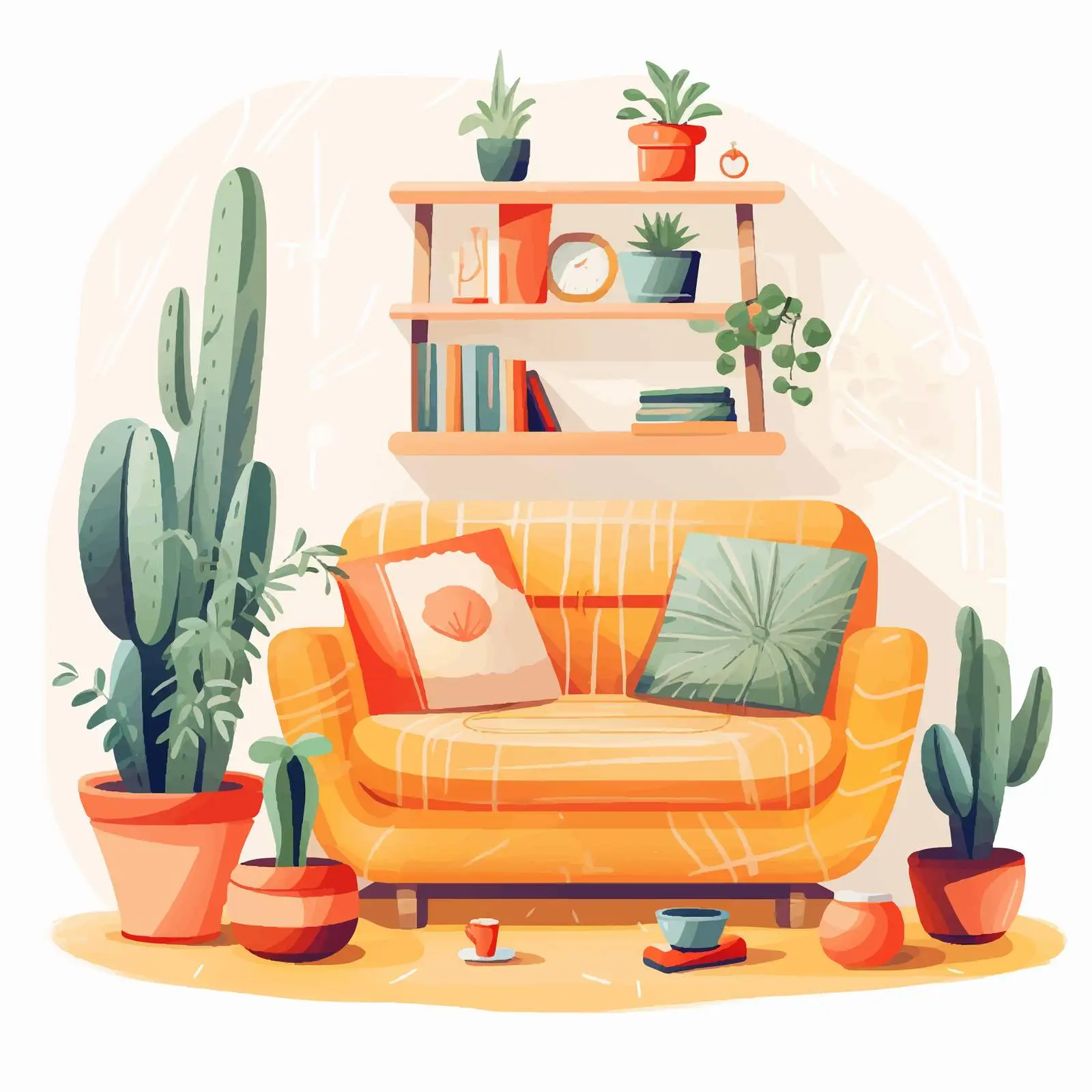 Cozy Cartoon Interior Design Vector Illustration — free download from Dotvec