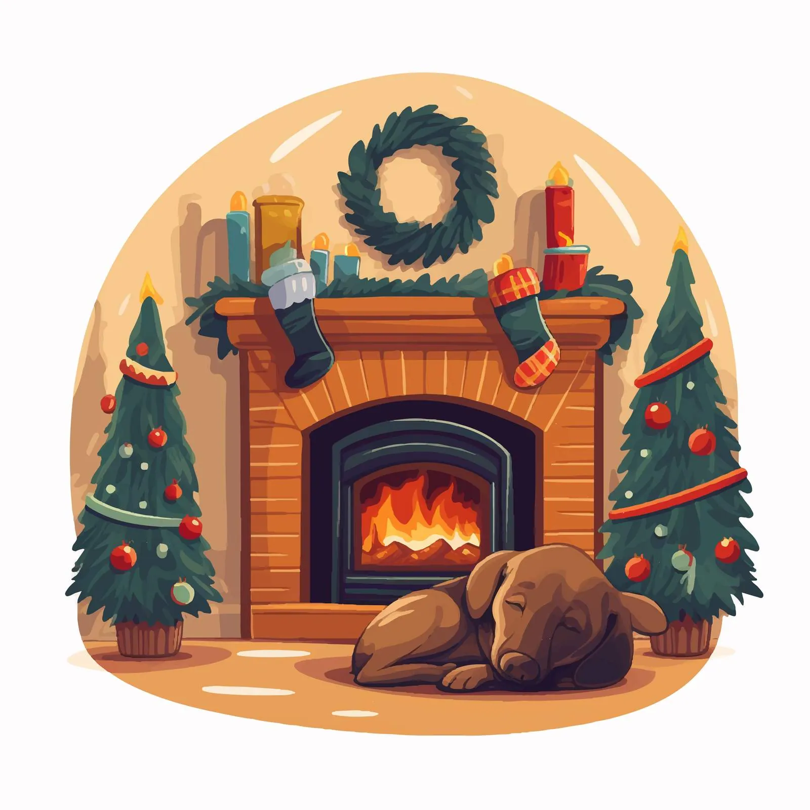 Cozy Christmas Home with Decorated Tree and Fireplace — free download from Dotvec