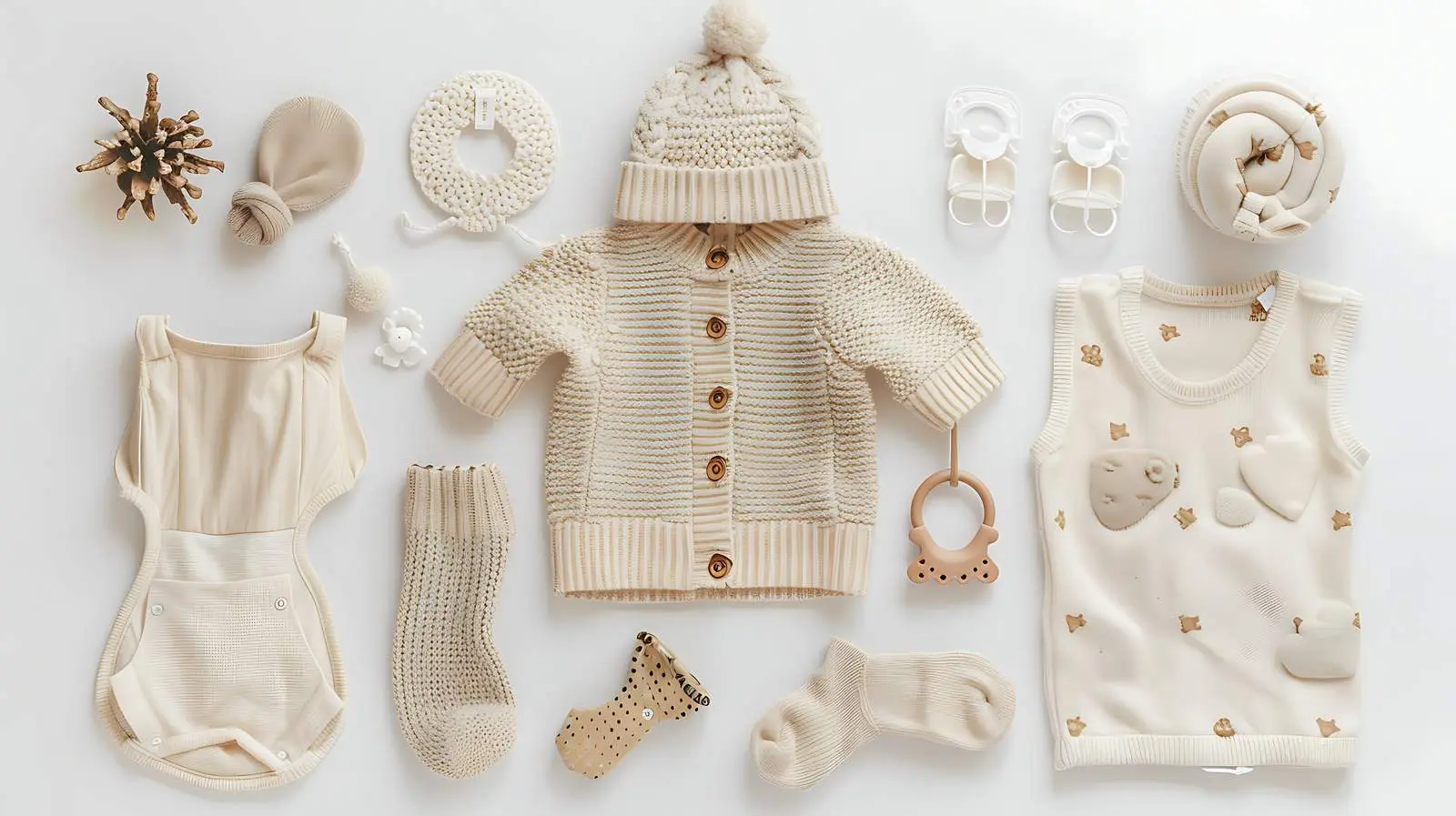 Cozy Pastel Beige Newborn Clothes and Accessories – free infant wear image from Dotvec