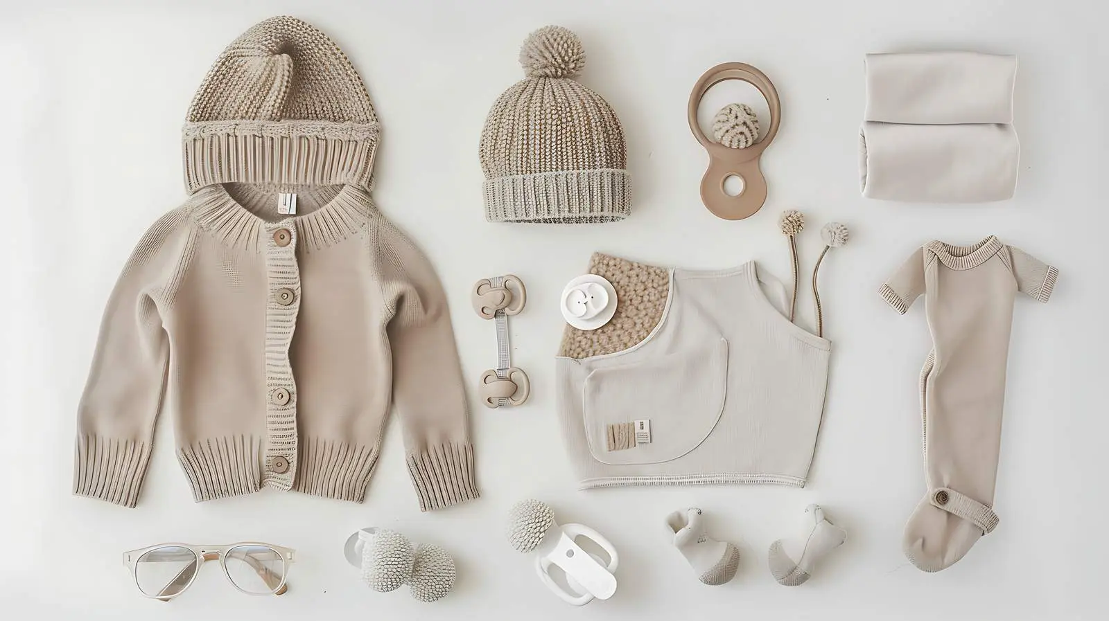 Cozy Pastel Beige Newborn Clothes and Accessories — free download from Dotvec