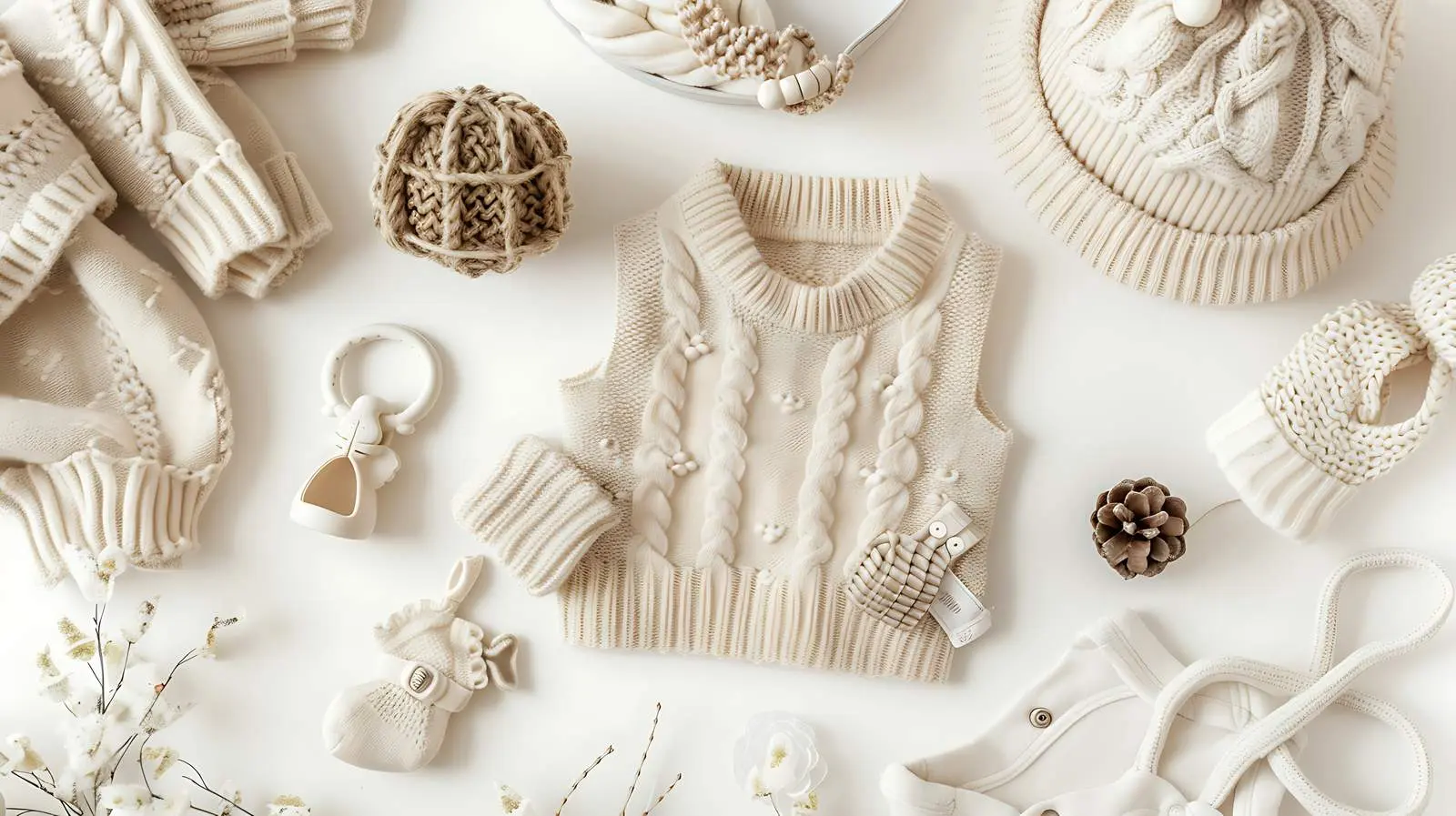 Cozy Pastel Beige Newborn Clothes and Accessories – free relaxed vibe image from Dotvec