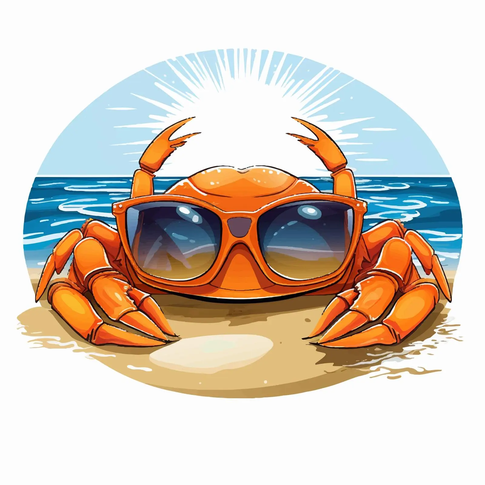 Cartoon Crab with Goggles on Beach — free download from Dotvec