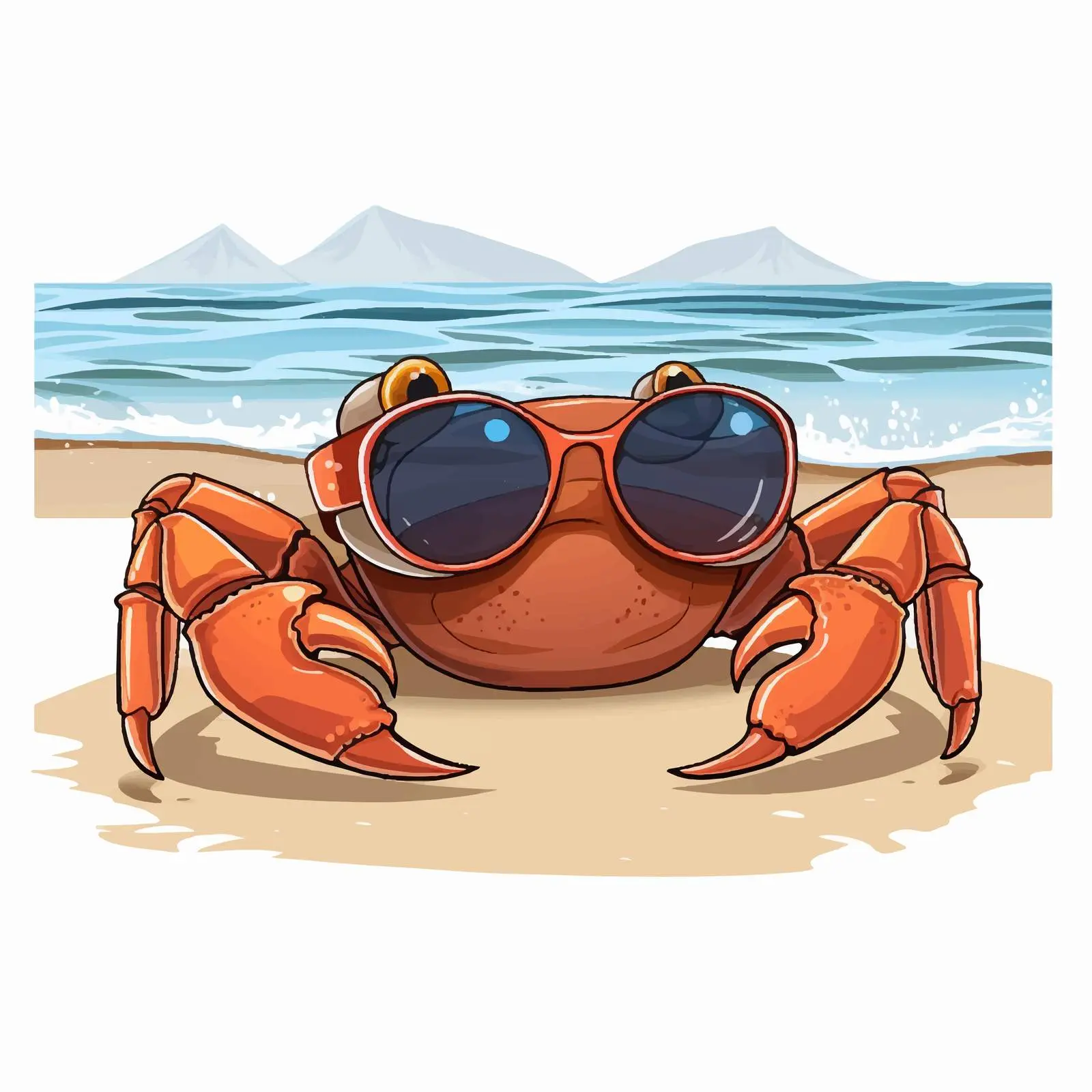 Cartoon Crab with Goggles on the Beach — free download from Dotvec