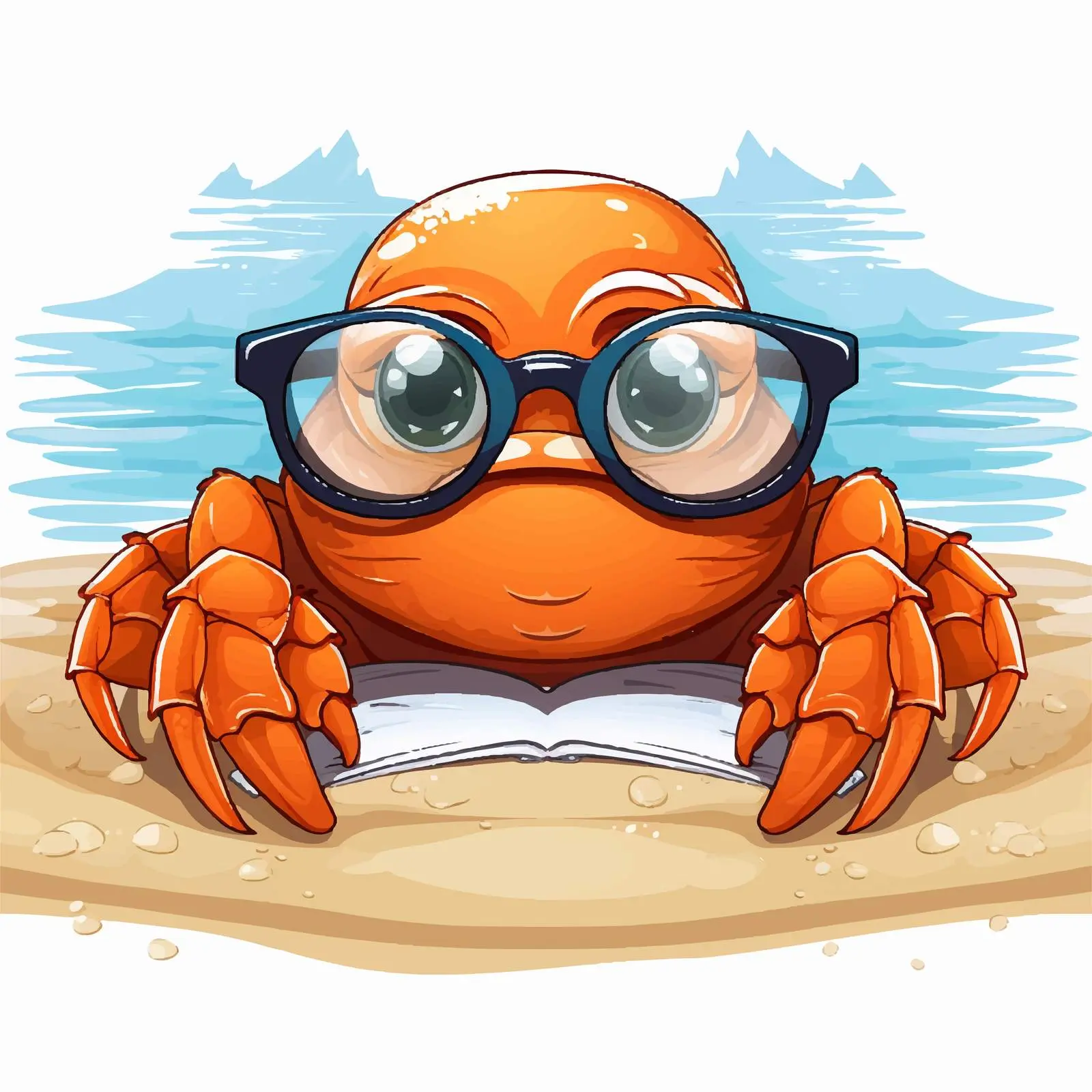 Cartoon Crab with Goggles on Beach Vector — free download from Dotvec