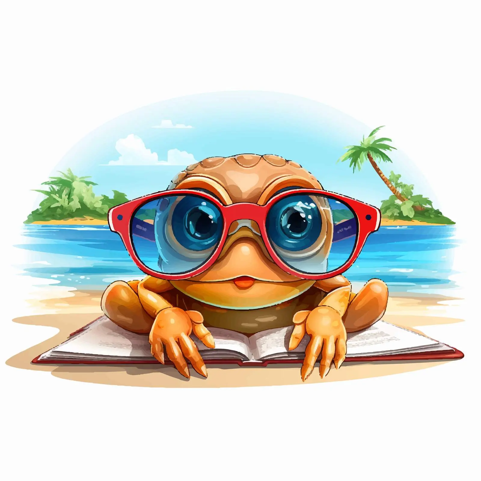 Cartoon Crab with Goggles on Beach — free download from Dotvec