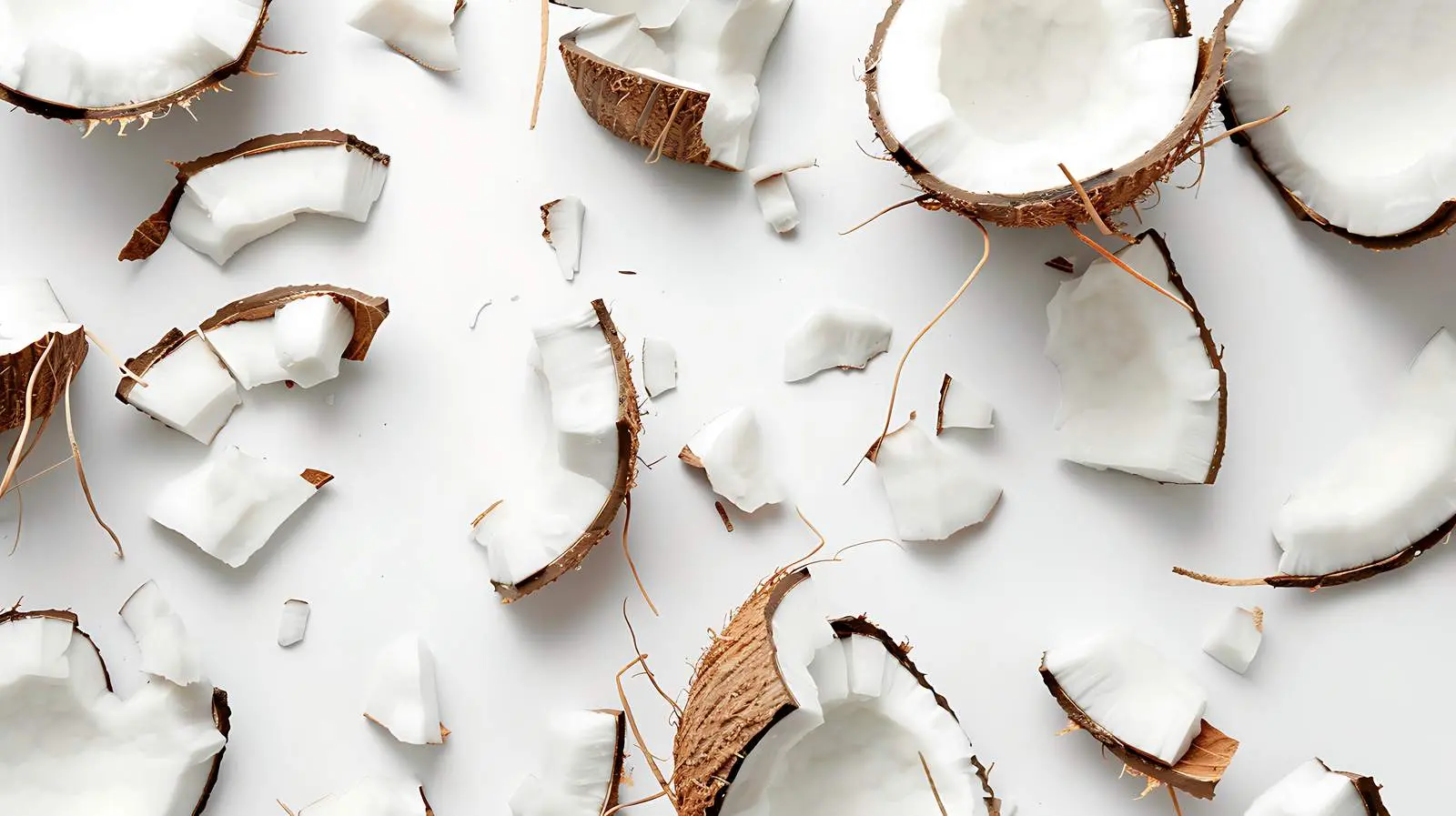 Cracked Coconut on White Background – free coconut image from Dotvec