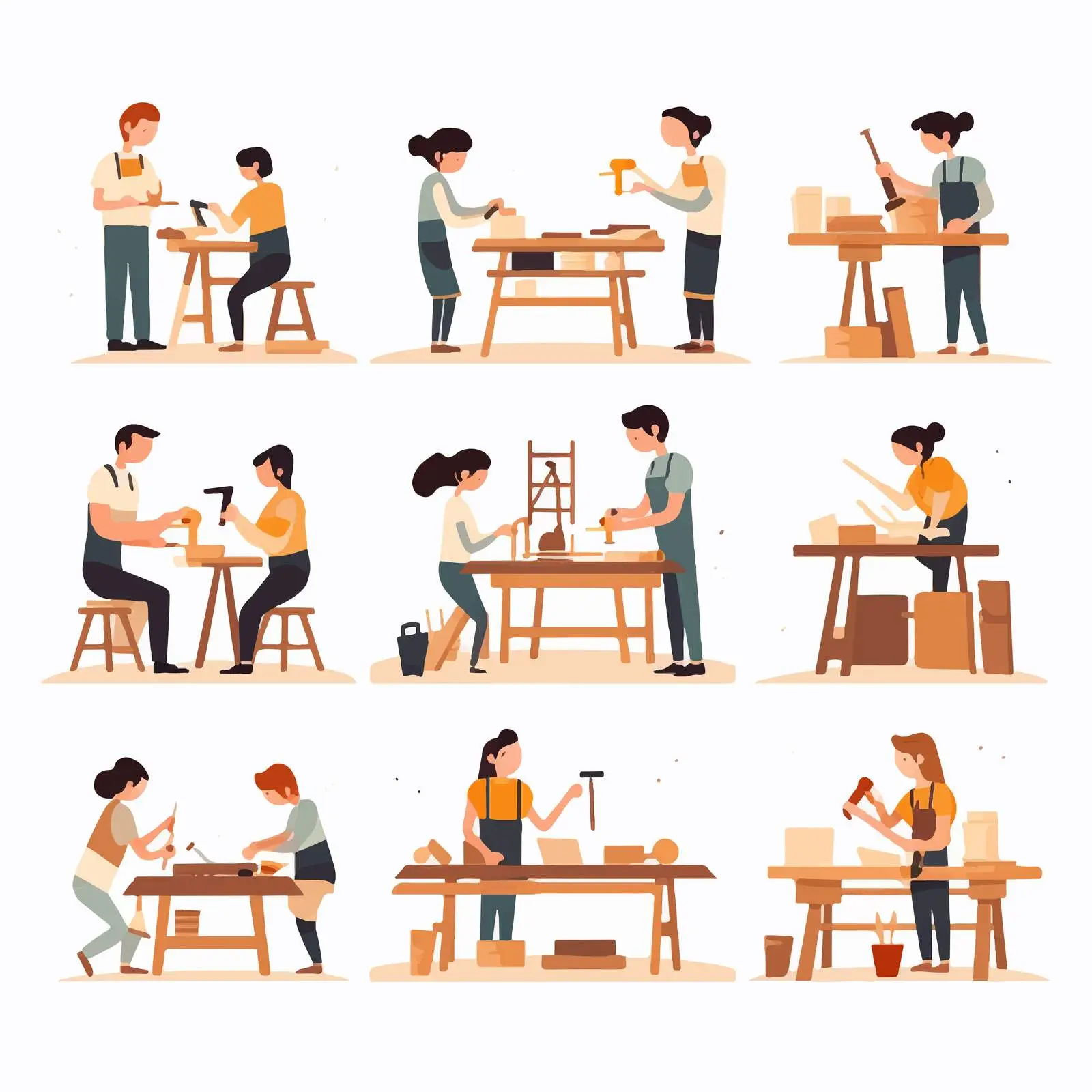 Carpentry Lessons with Teacher and Students — free download from Dotvec