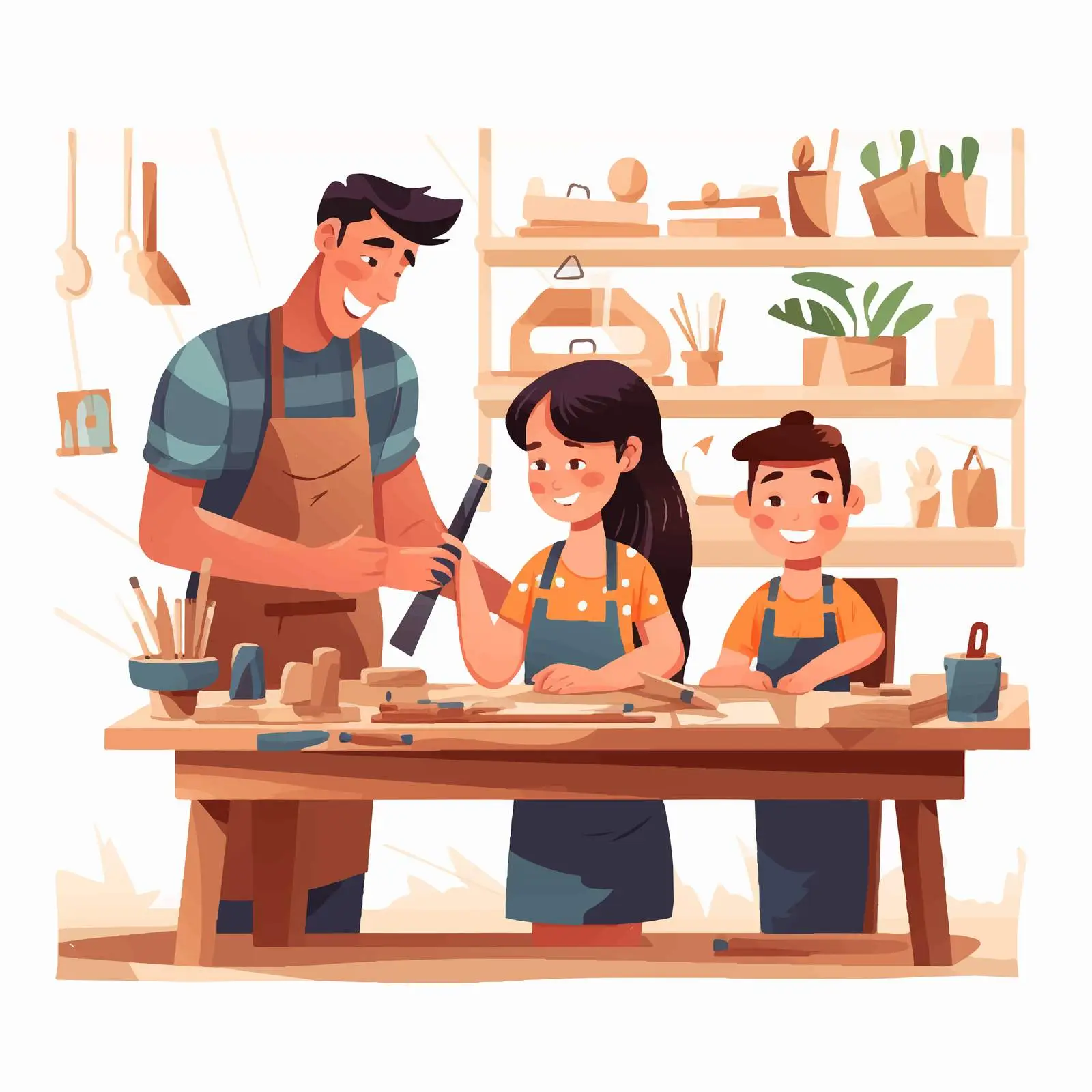 Carpentry Lesson with Teacher and Students — free download from Dotvec