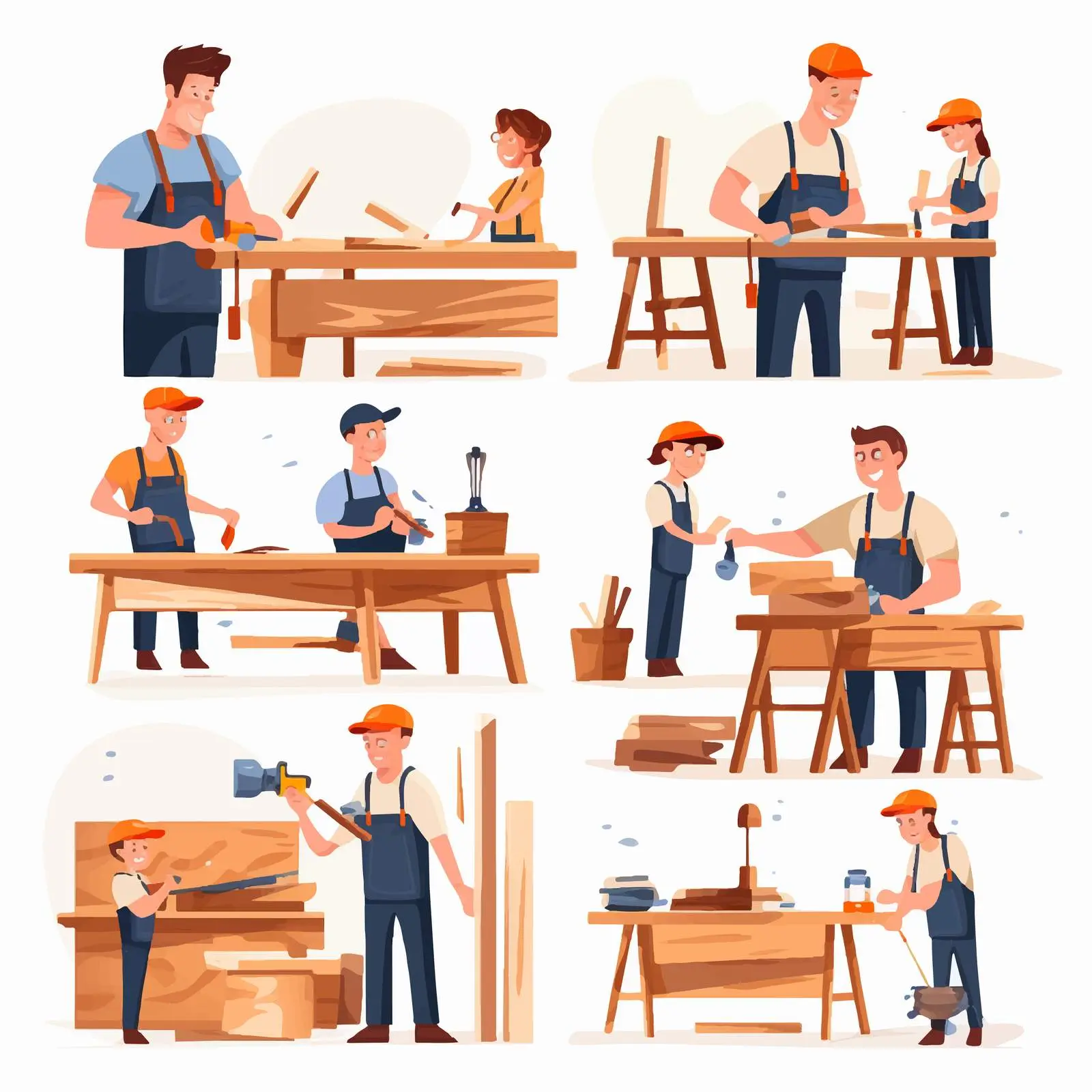 Children Learning Carpentry with Teacher at School – free interactive lessons image from Dotvec