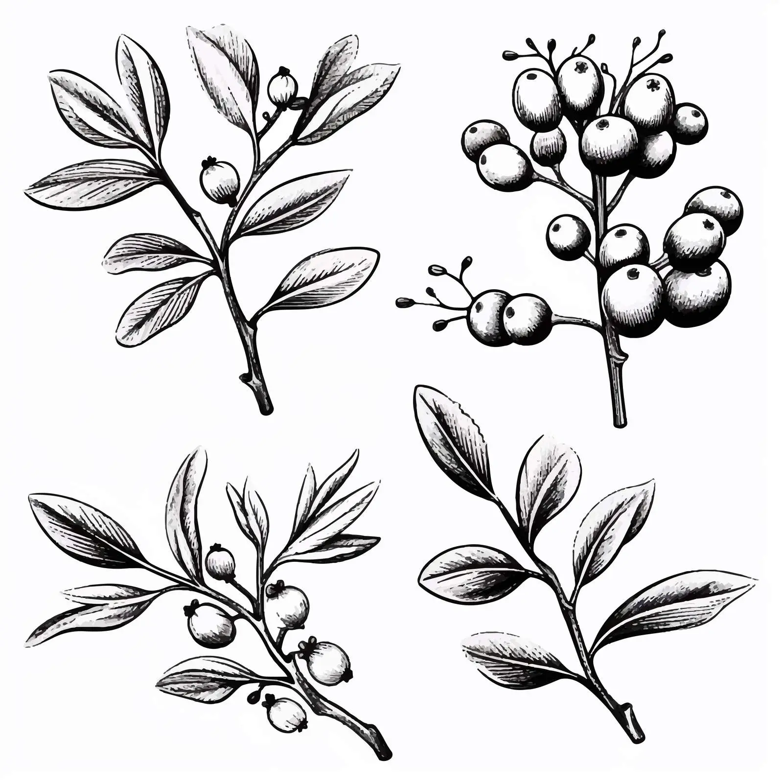 Detailed Hand-Drawn Cranberry Branches with Berries — free download from Dotvec