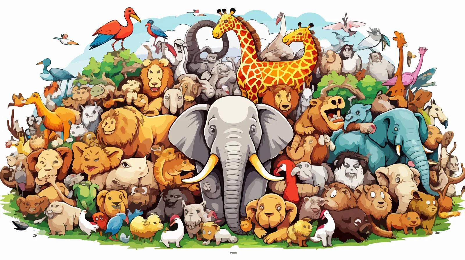 Vibrant Zoo Scene Illustration — free download from Dotvec