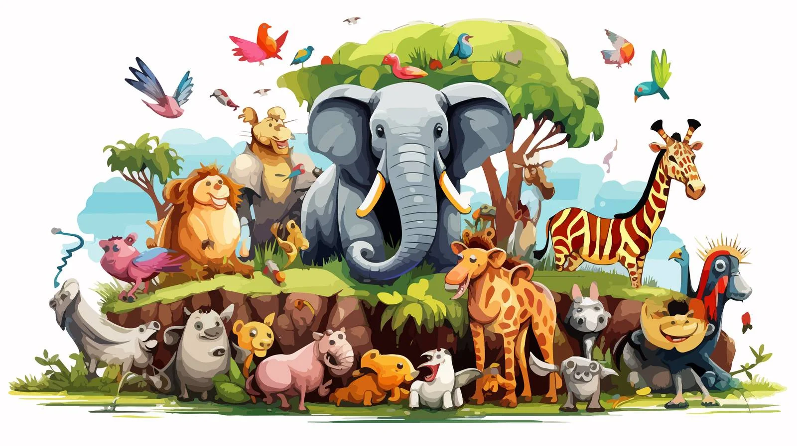 Vibrant Zoo Scene Illustration — free download from Dotvec