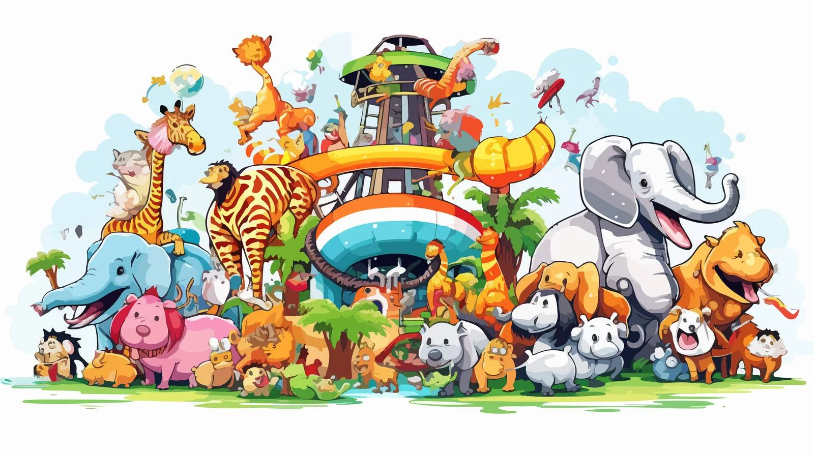 Vibrant Zoo Scene Illustration — free download from Dotvec
