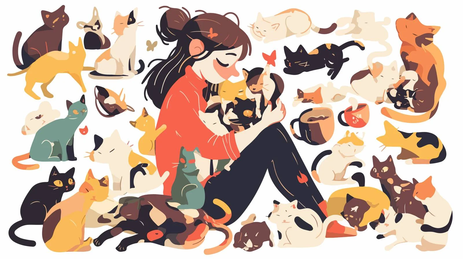 Dedicated Woman Engaging in Daily Feline Tasks – free crazy image from Dotvec