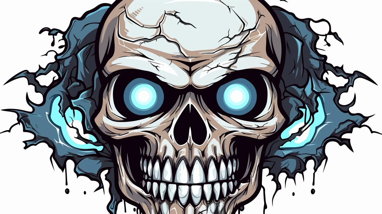 Electric Halloween Skull Cartoon Vector Illustration — free download from Dotvec