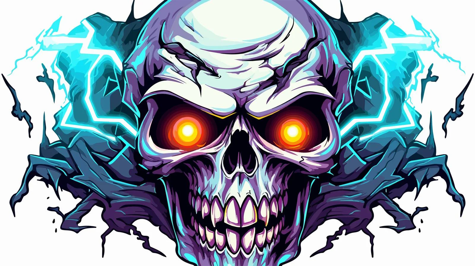 Eerie Electric Skull Halloween Vector Illustration – free crazy image from Dotvec