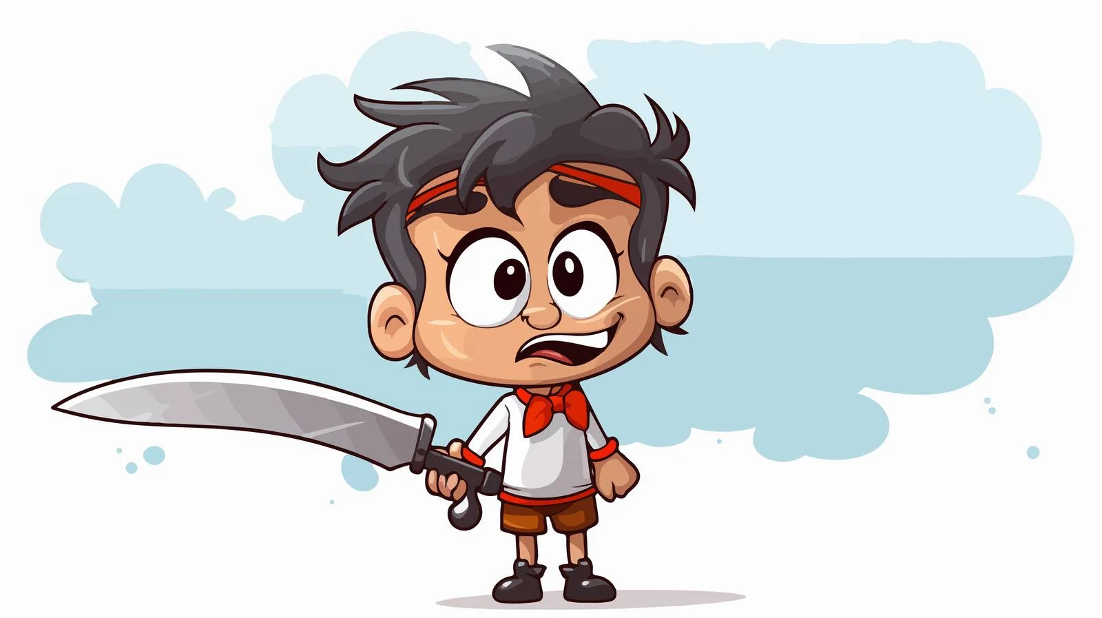 Playful Knife Character with Thought Bubble — free download from Dotvec
