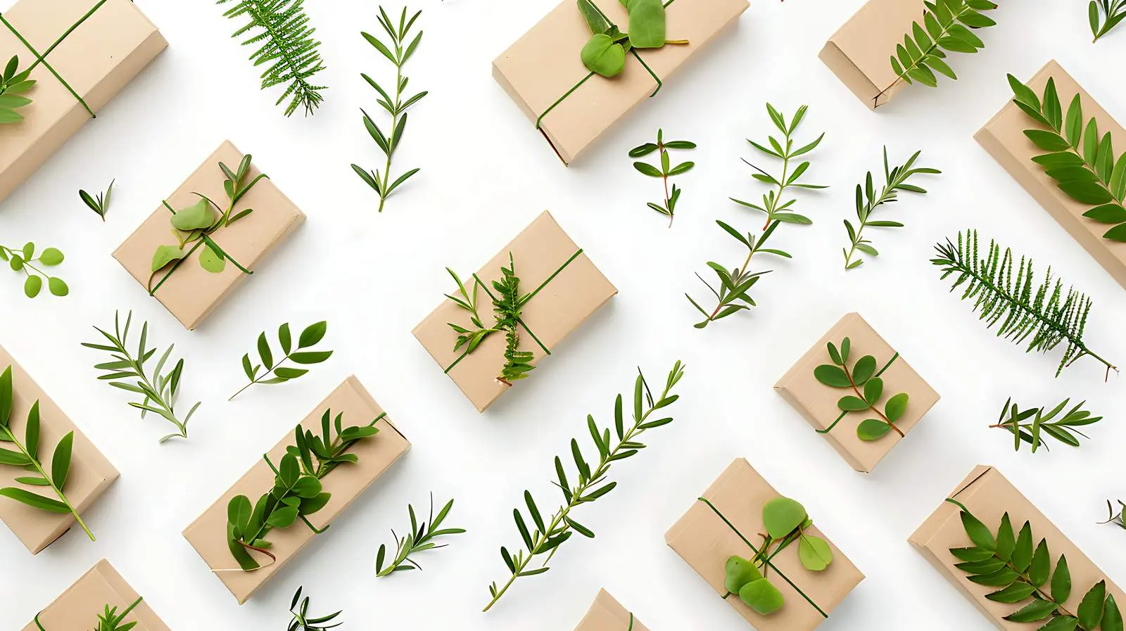 Creative Arrangement of Craft Boxes and Greenery – free thoughtful image from Dotvec