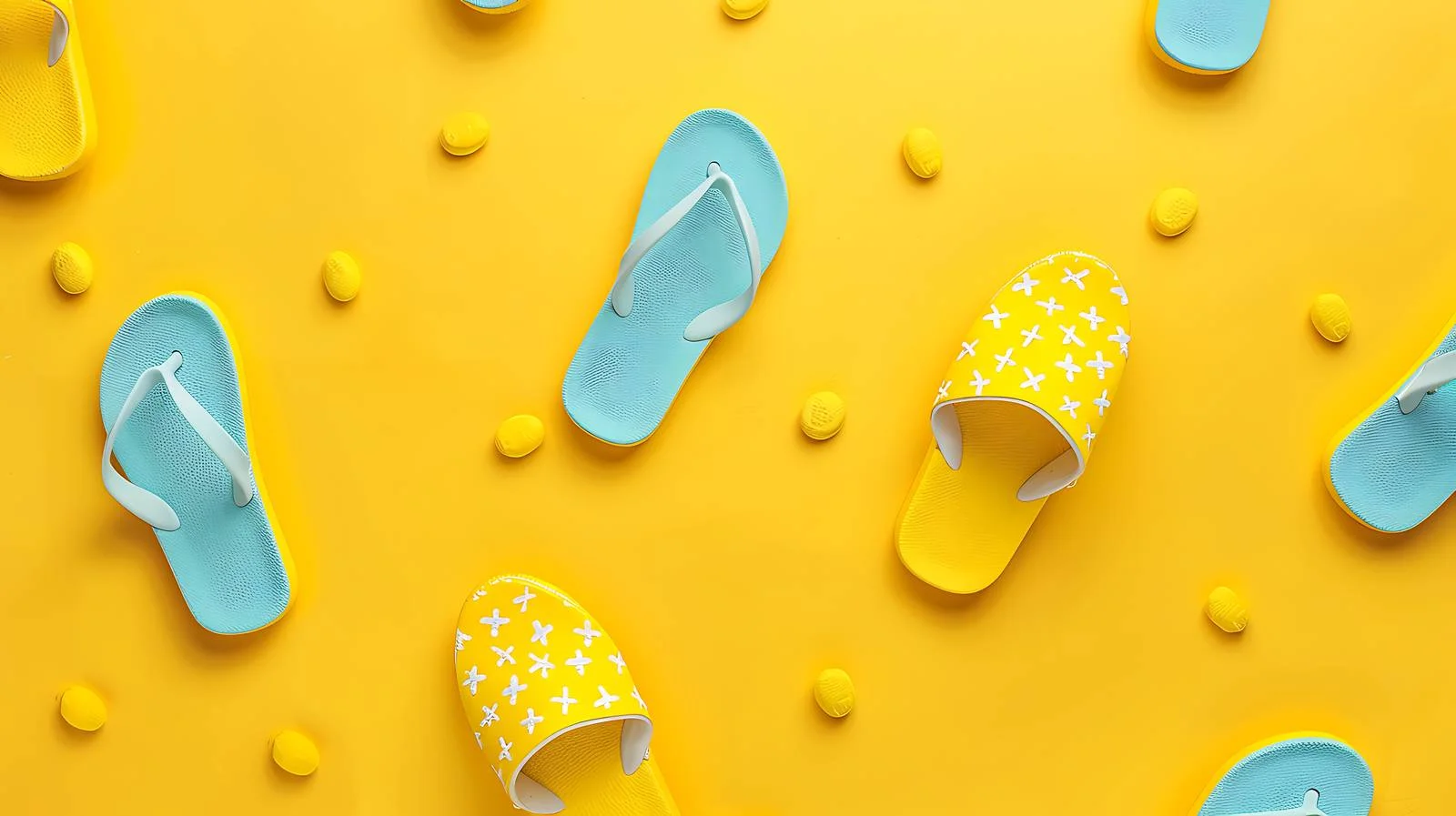 Beach Slippers Pattern on Yellow Background — free download from Dotvec