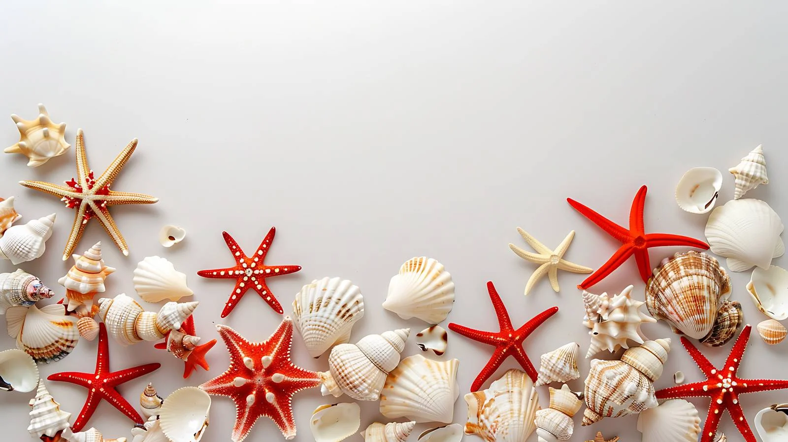 Oceanic Seashell Red Starfish Composition — free download from Dotvec