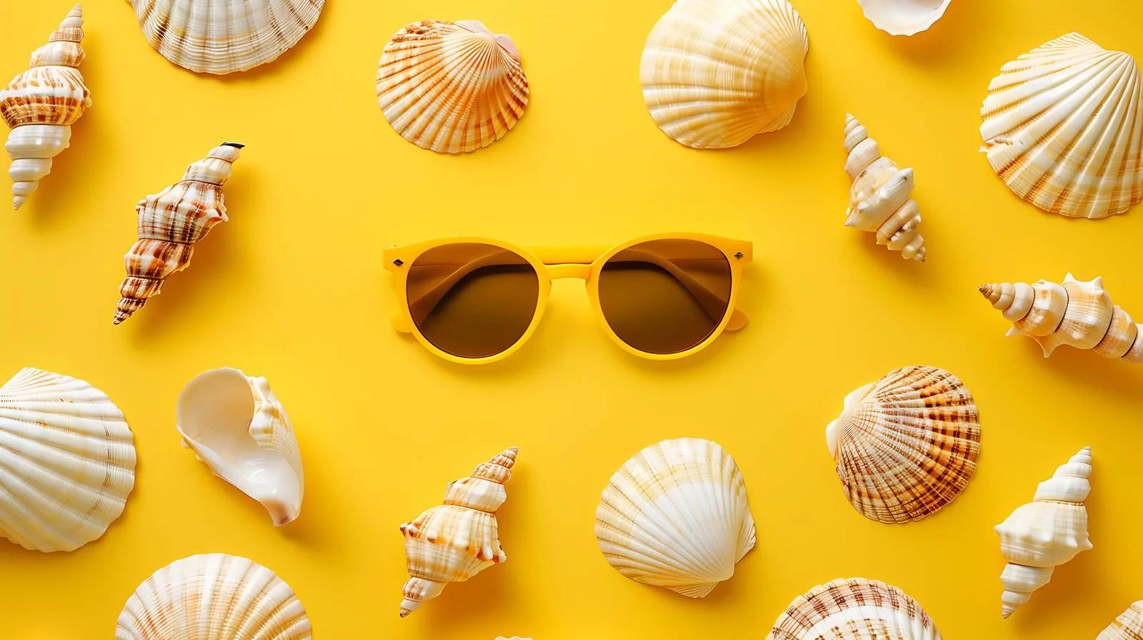 Seashell and Sunglasses Composition — free download from Dotvec