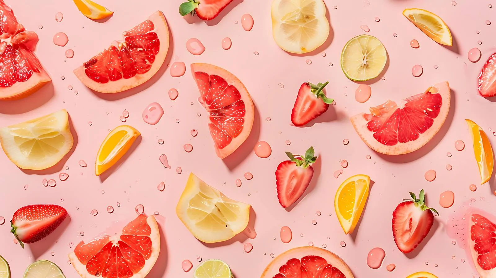 Vibrant Fruit Slices on Pink Background — free download from Dotvec