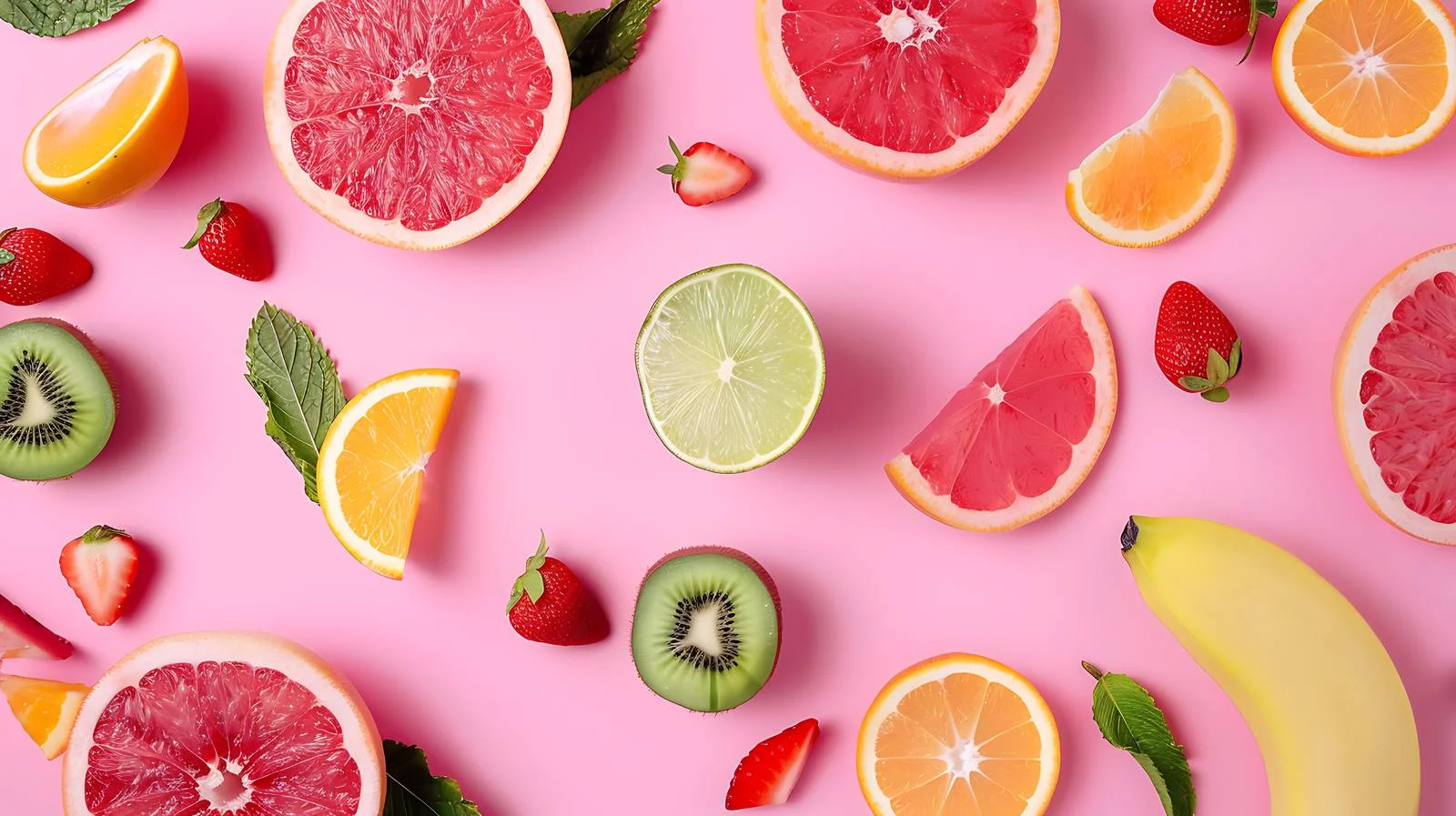 Fruit Composition on Pink Background — free download from Dotvec