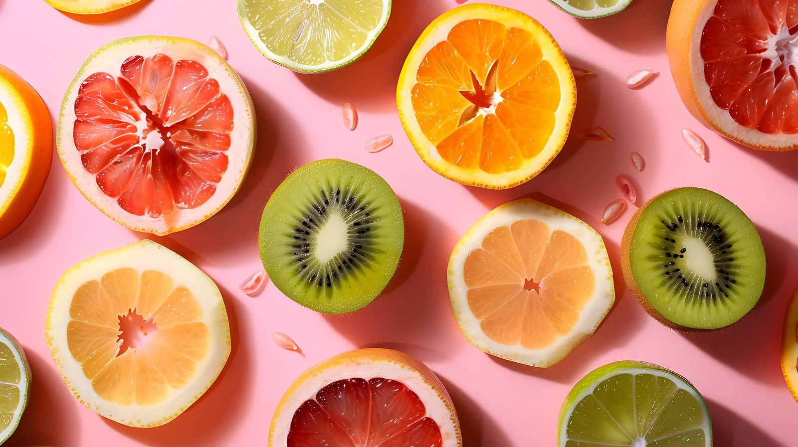 Vibrant Fruit Art on Pink Background — free download from Dotvec