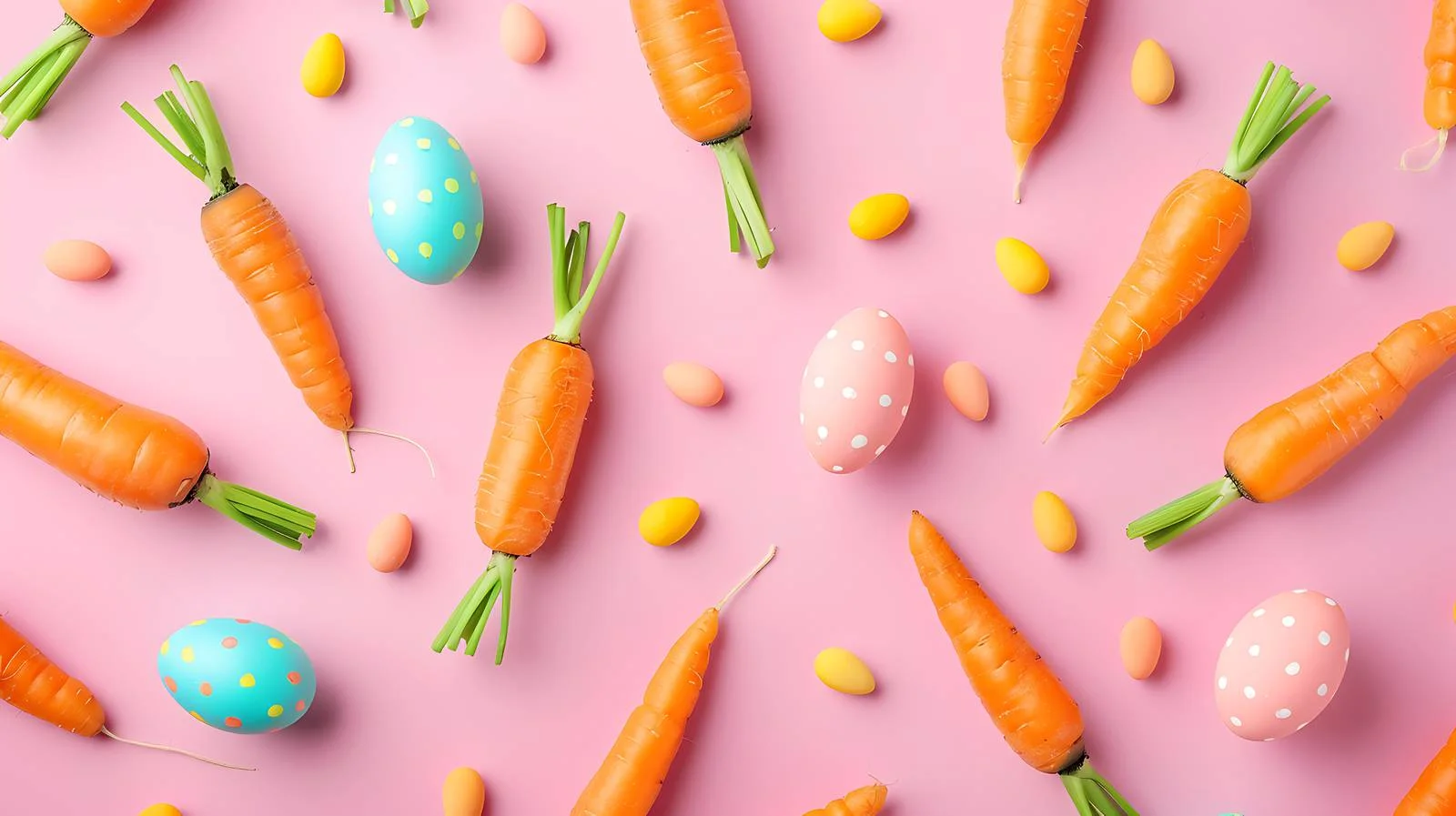Colorful Easter Pattern with Carrots and Eggs — free download from Dotvec