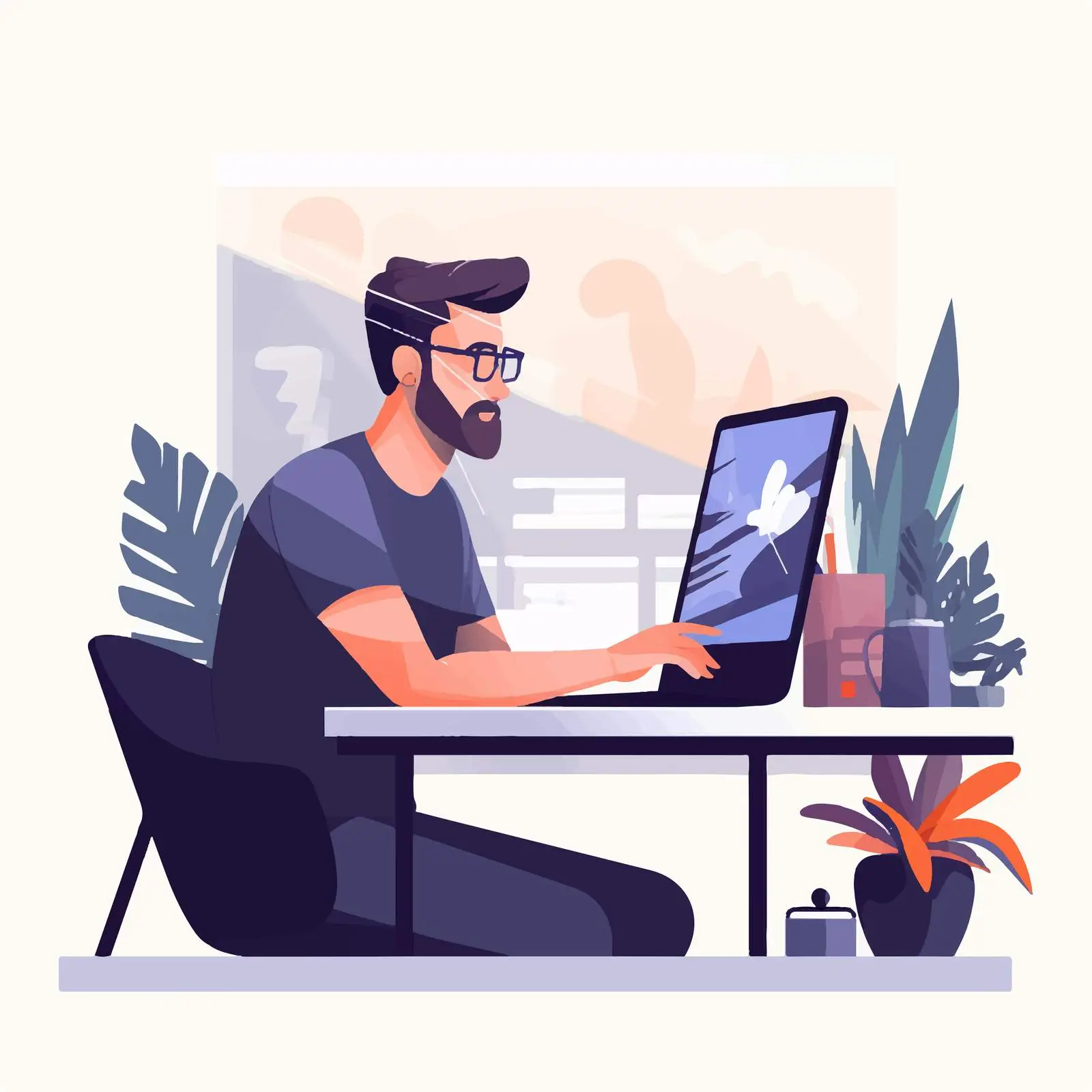 Creative Designer Working at Computer Desk — free download from Dotvec