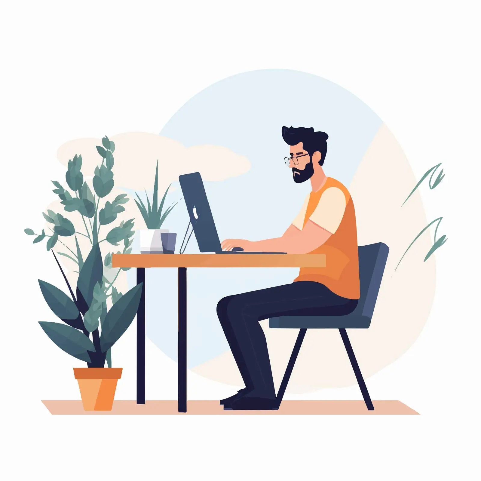 Creative Designer Working at Computer Desk — free download from Dotvec