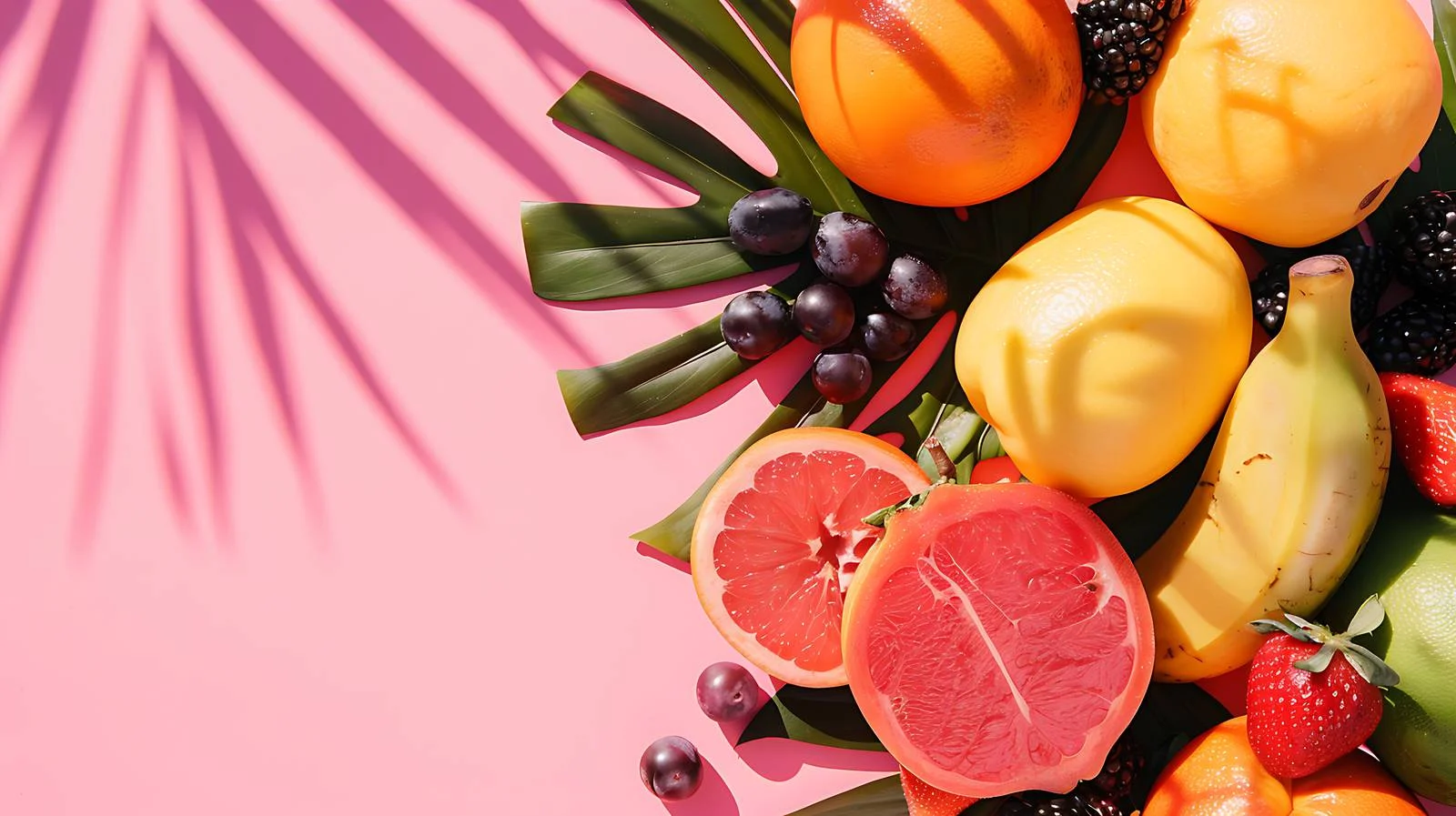 Vibrant Fruit Arrangement on Pink Background — free download from Dotvec
