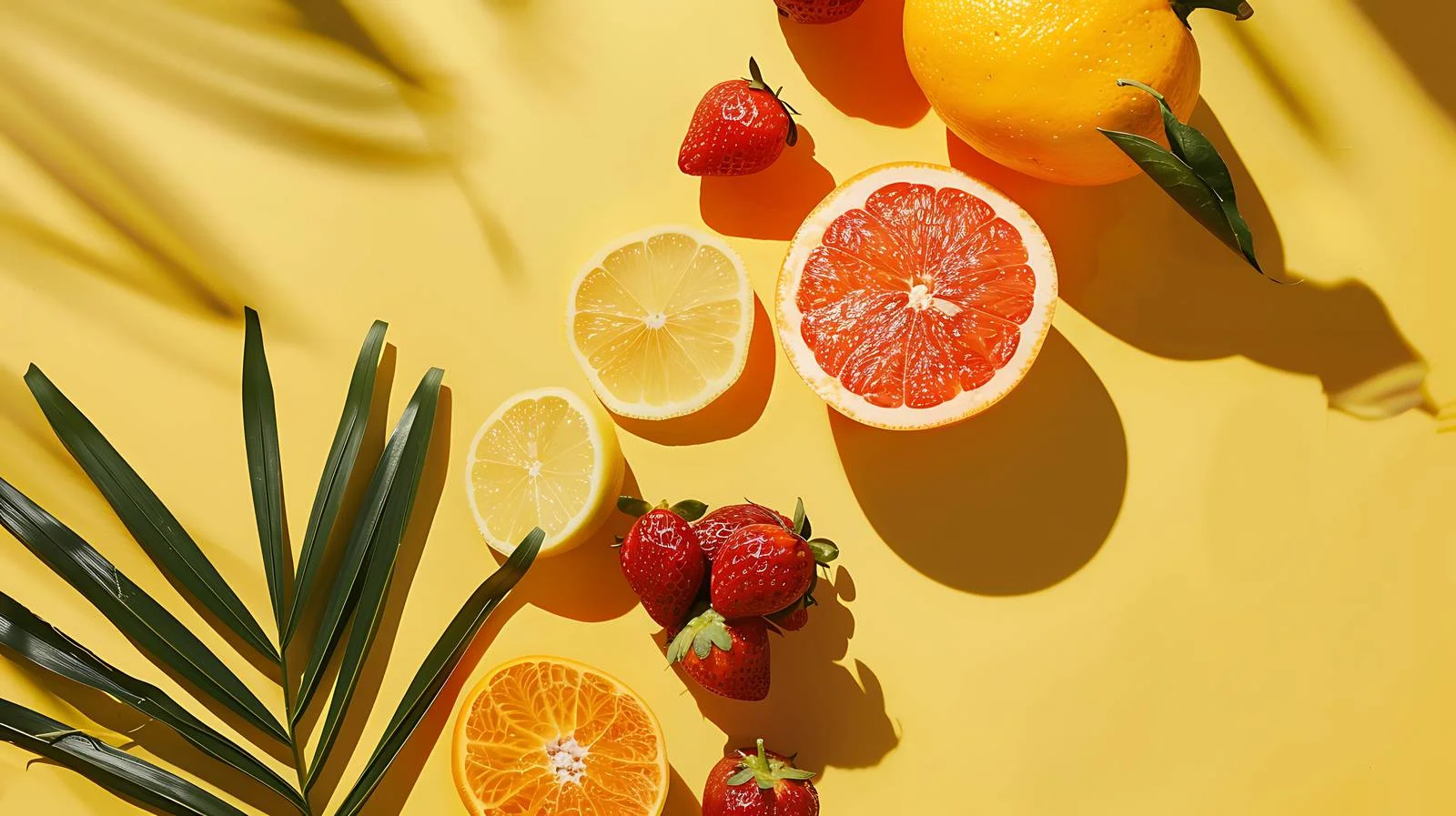 Vibrant Fruit Composition on Yellow Background — free download from Dotvec