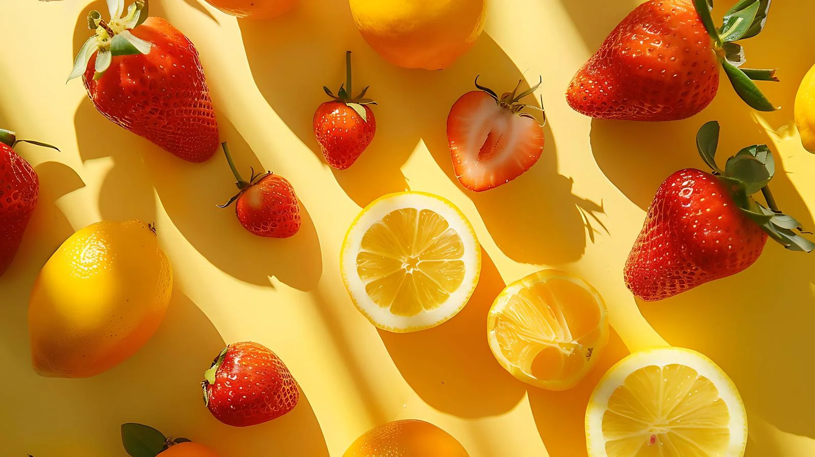 Vibrant Fruit Composition on Yellow Background — free download from Dotvec