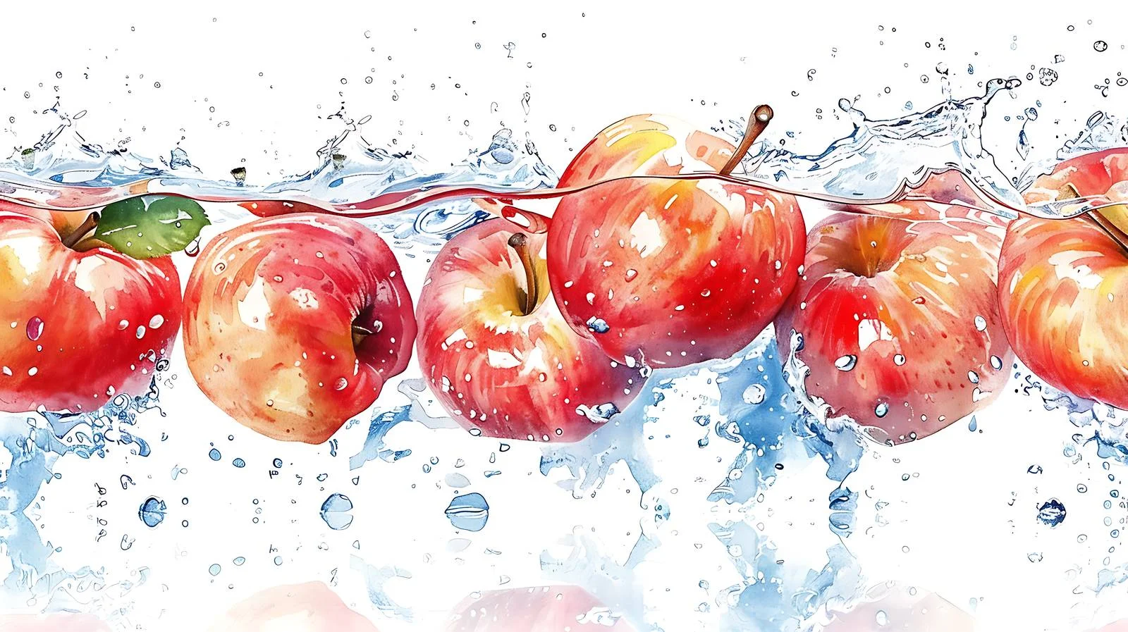 Vibrant floating apples in refreshing water — free download from Dotvec