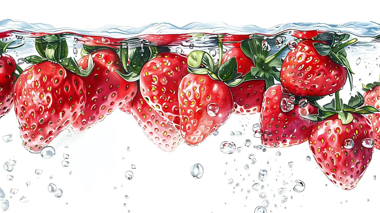 Vibrant Strawberries Floating in Water — free download from Dotvec