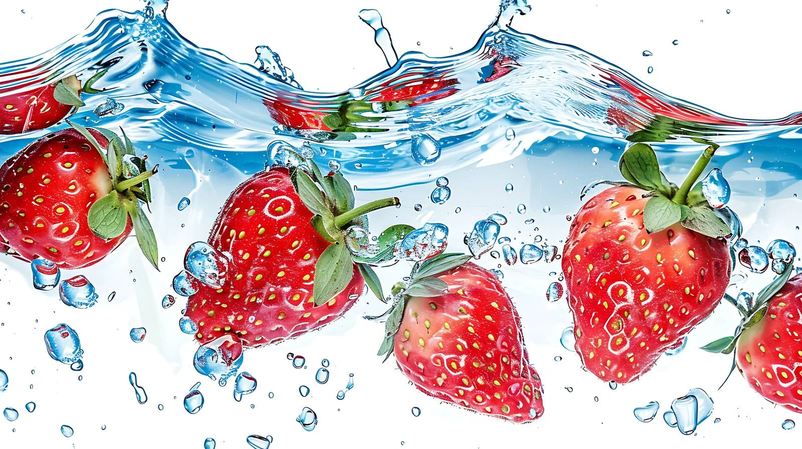 Vibrant Strawberries Floating in Water — free download from Dotvec